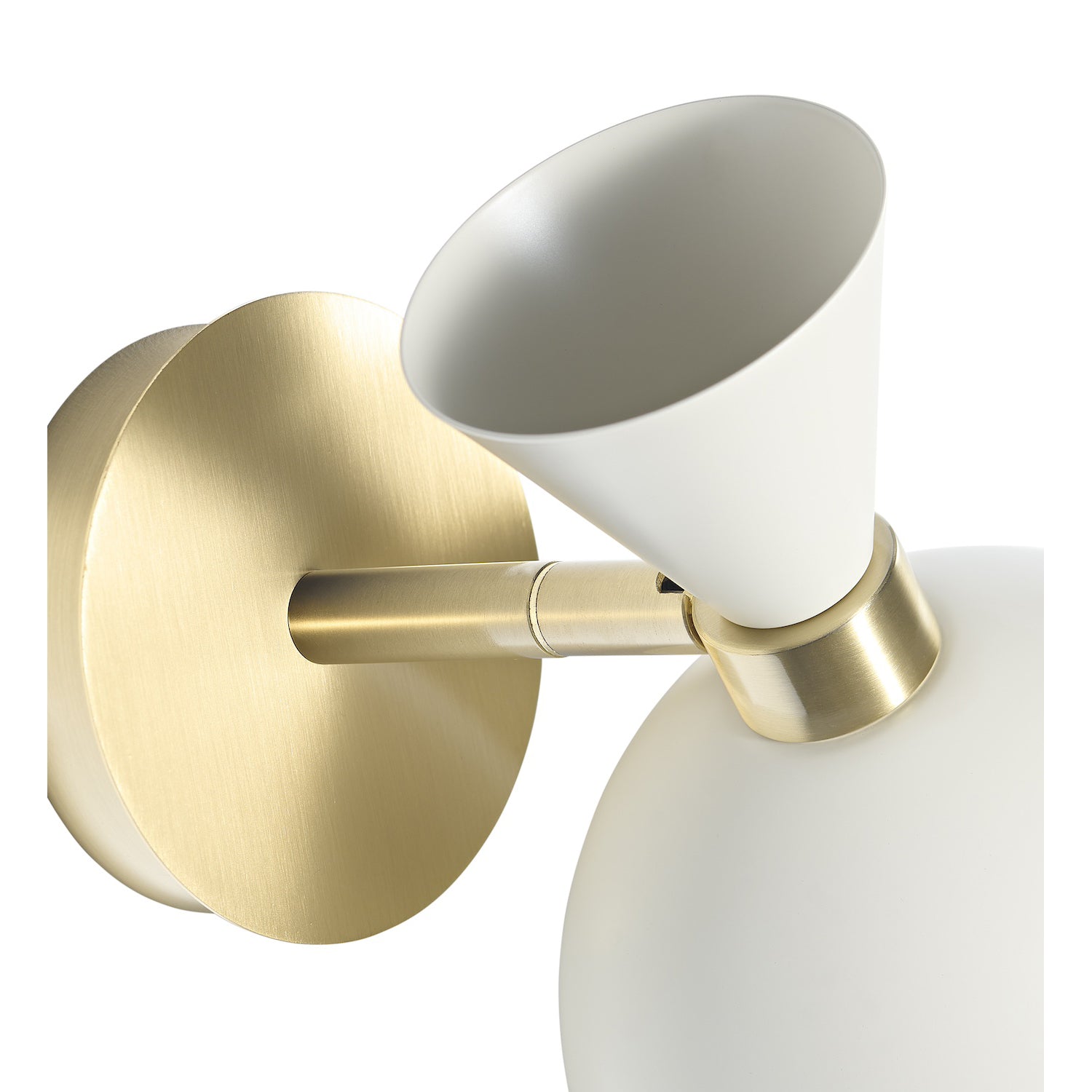 Modern Soft Cream and Brushed Gold Wall Lamp Fitting with Adjustable Spot Shade Image 3