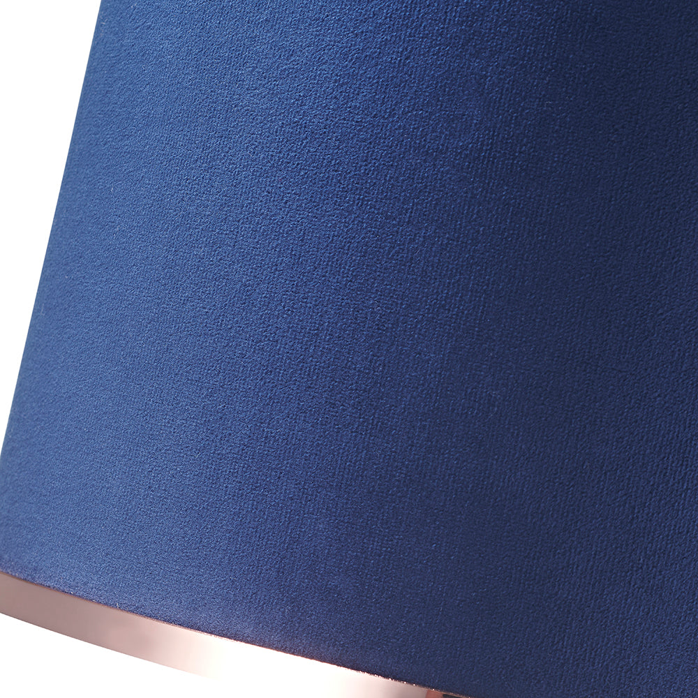 Contemporary Midnight Navy Blue Soft Velvet 10" Lamp Shade with Copper Ring Image 3