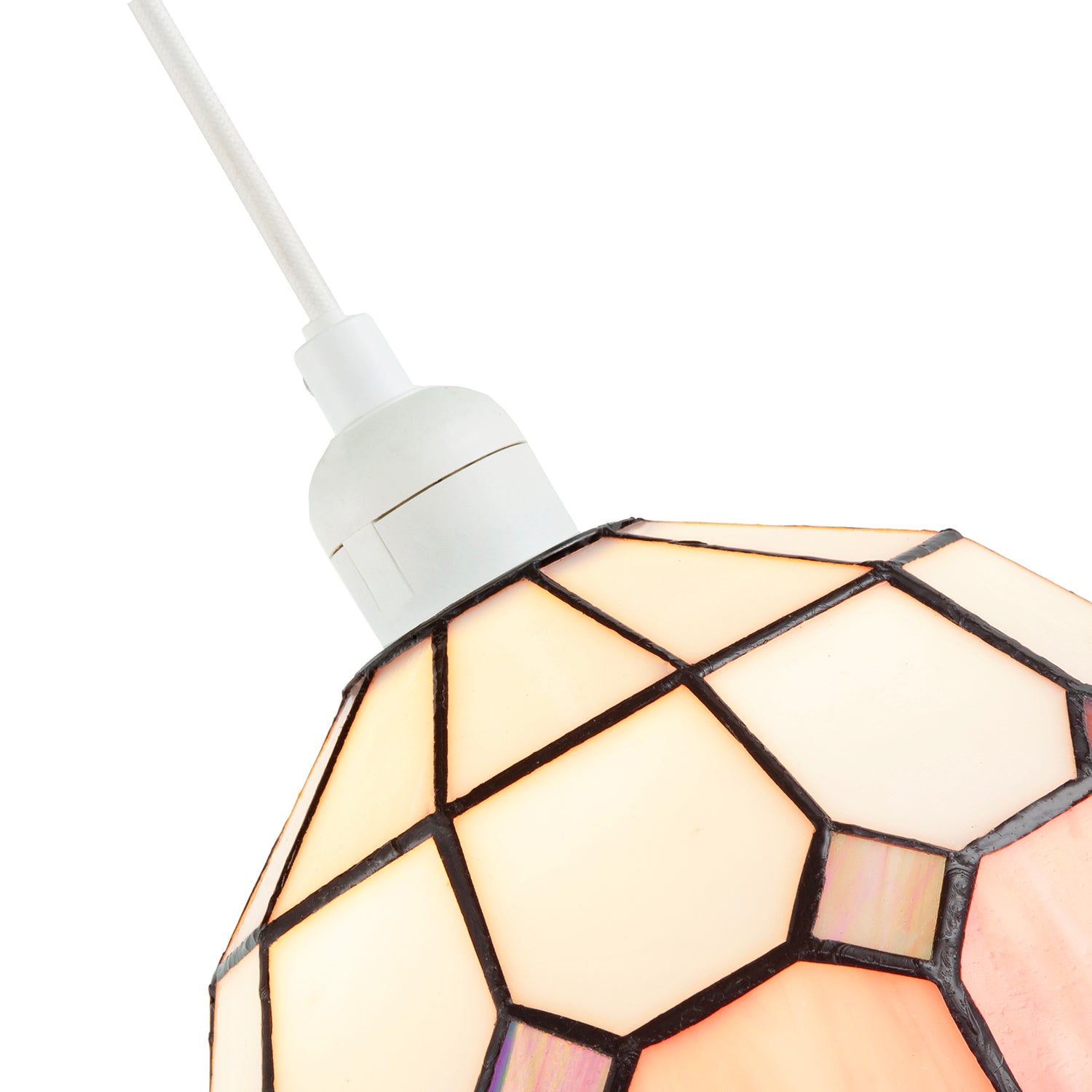 Traditional Soft Pink and Opal White Tiffany Glass Pendant Light Shade Image 3