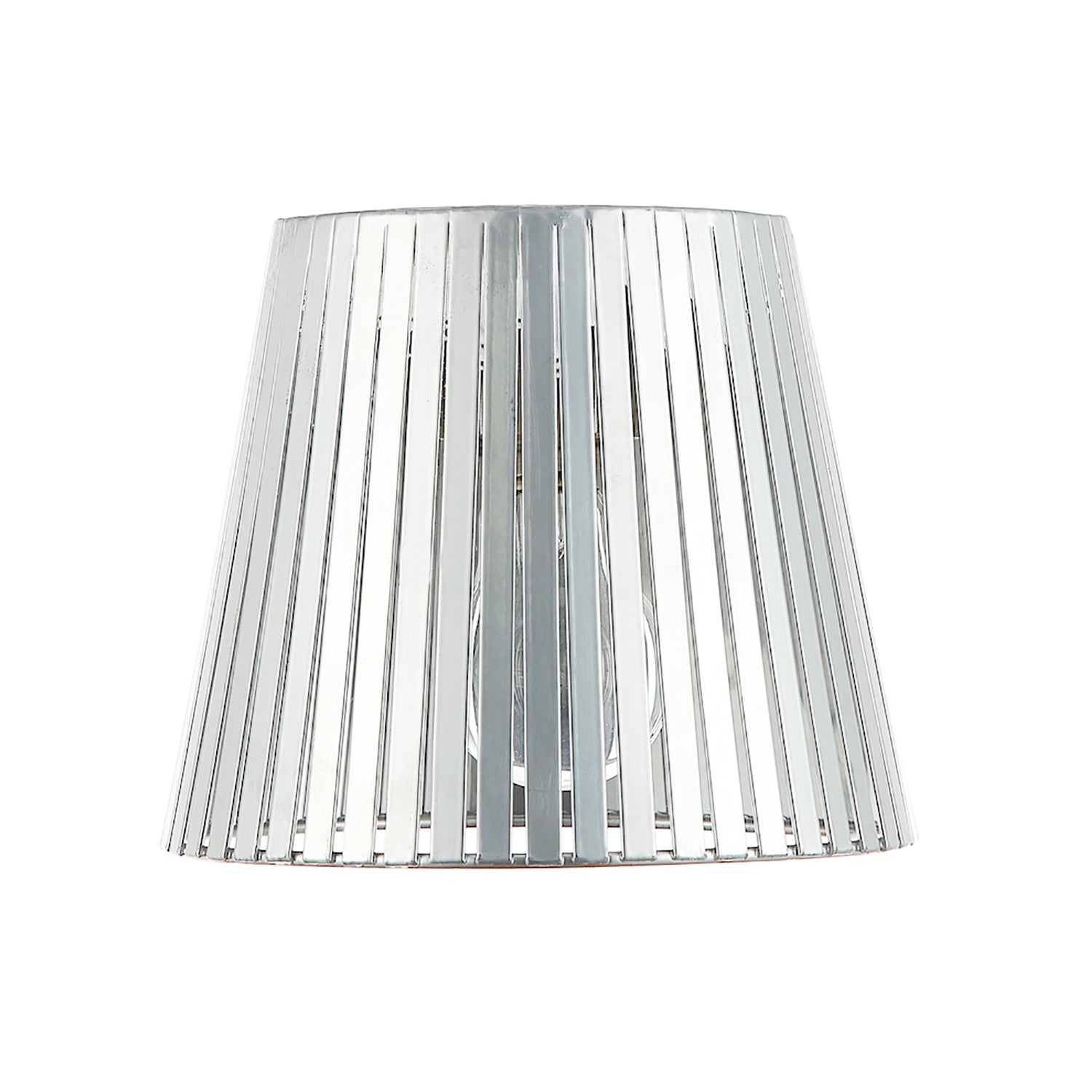 Industrial Retro Matte Silver Light Shade with Flat Metal Strips 18cm Diameter Image 5