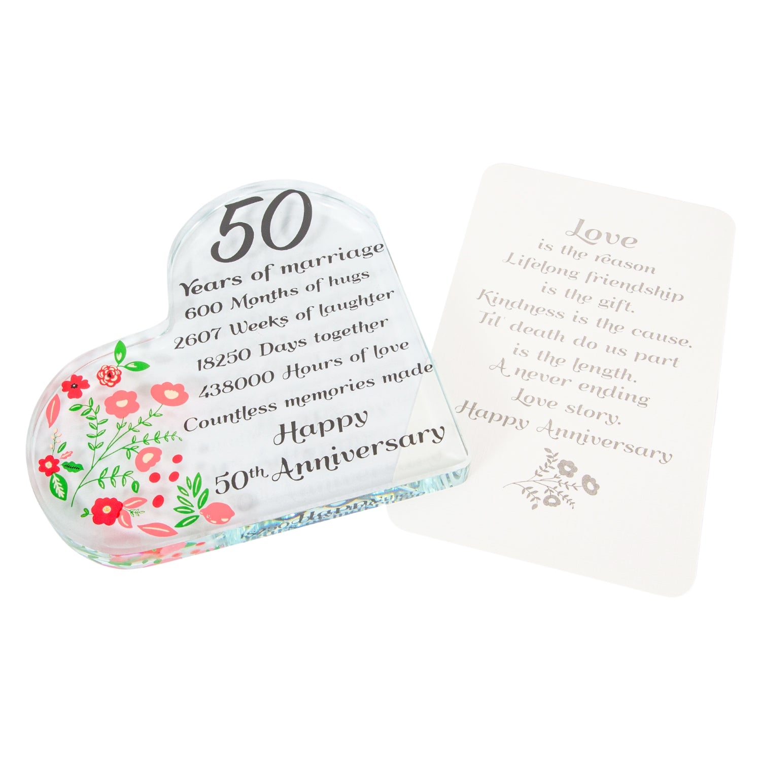 Sleek Contemporary Clear Toughened Glass 50th Anniversary Sentiment Ornament Image 2