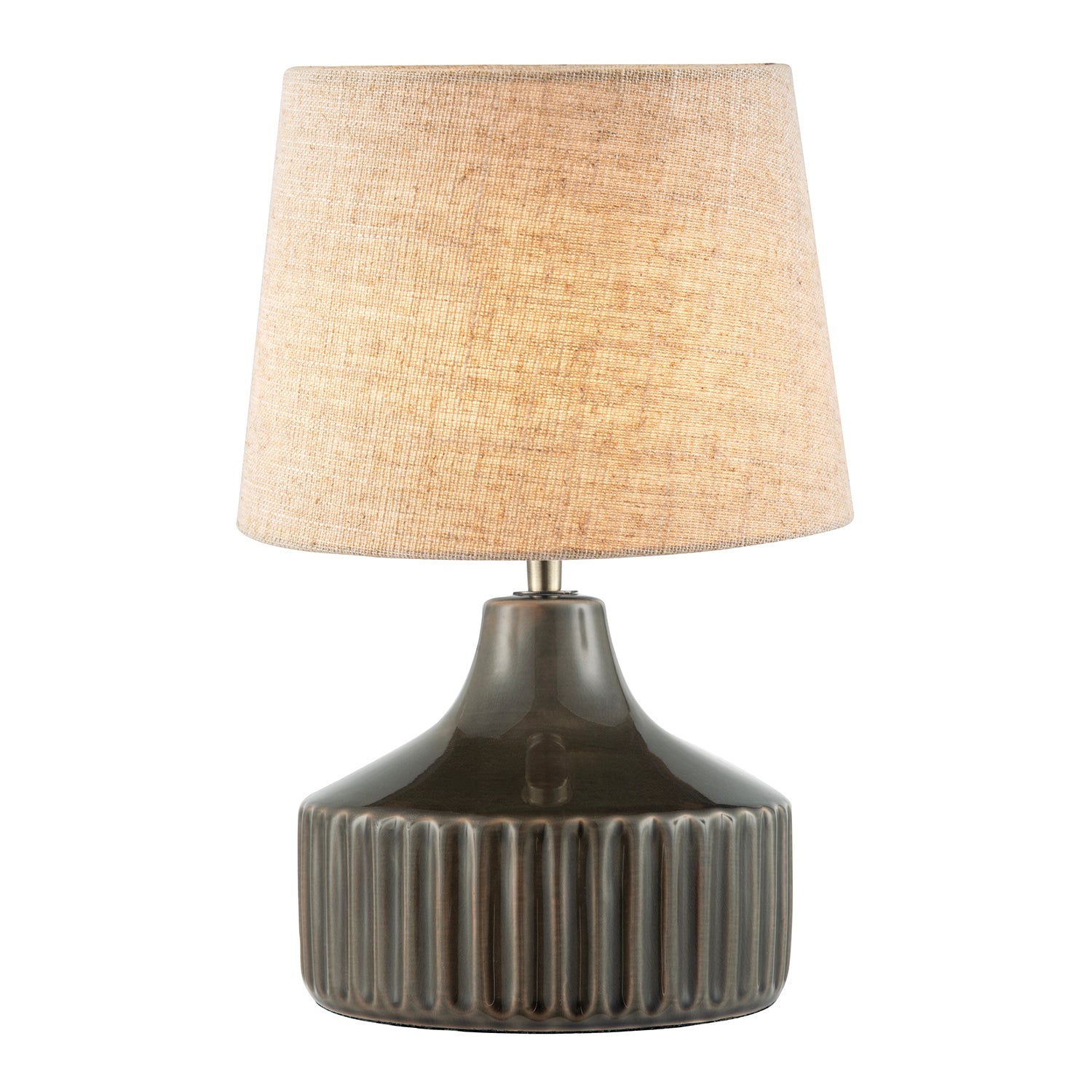 Deep Forest Green Ceramic Gloss Lamp Base with Brass Lamp Holder Image 5