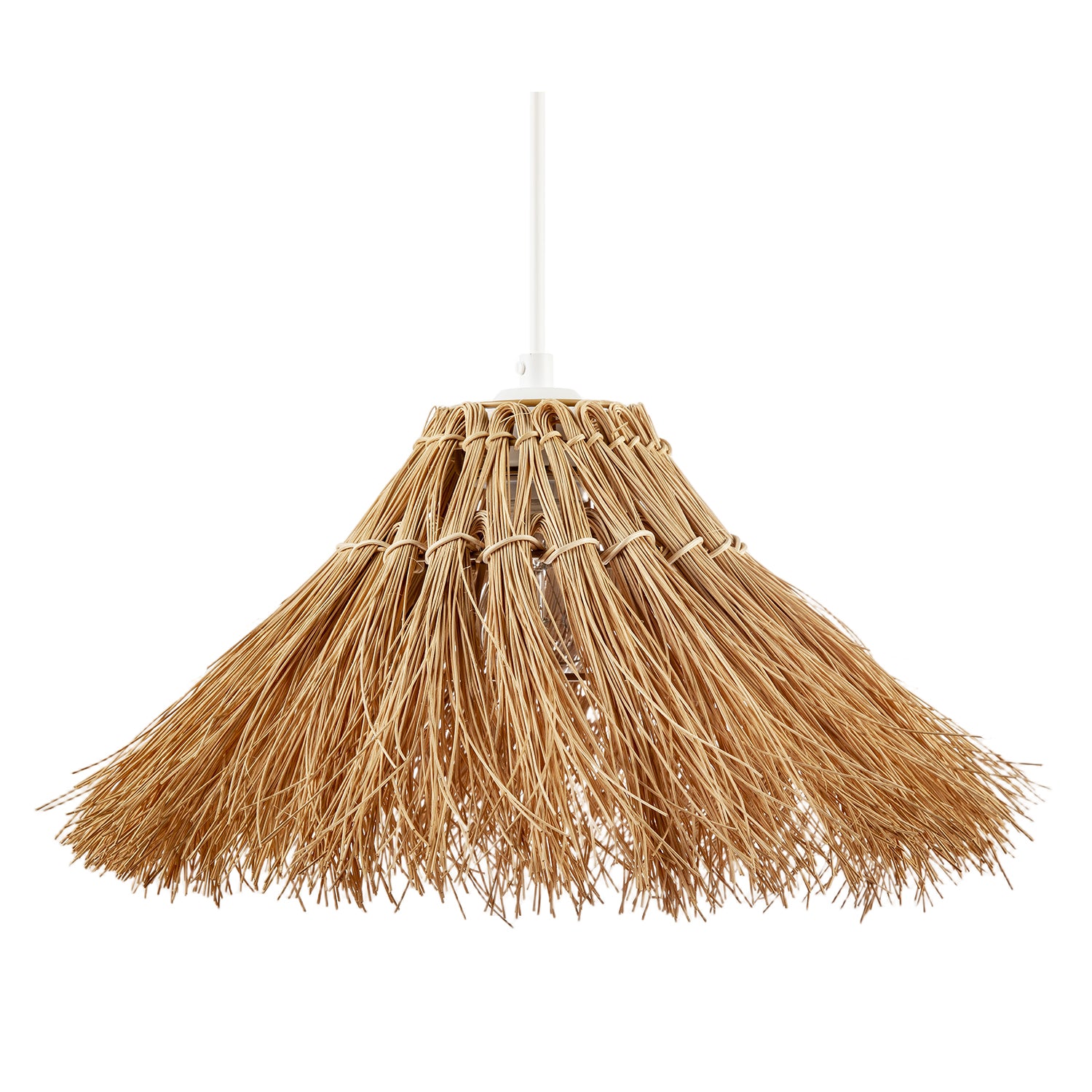 Natural Raffia Handcrafted Rattan Pendant Lamp Shade with Long Strands Image 4