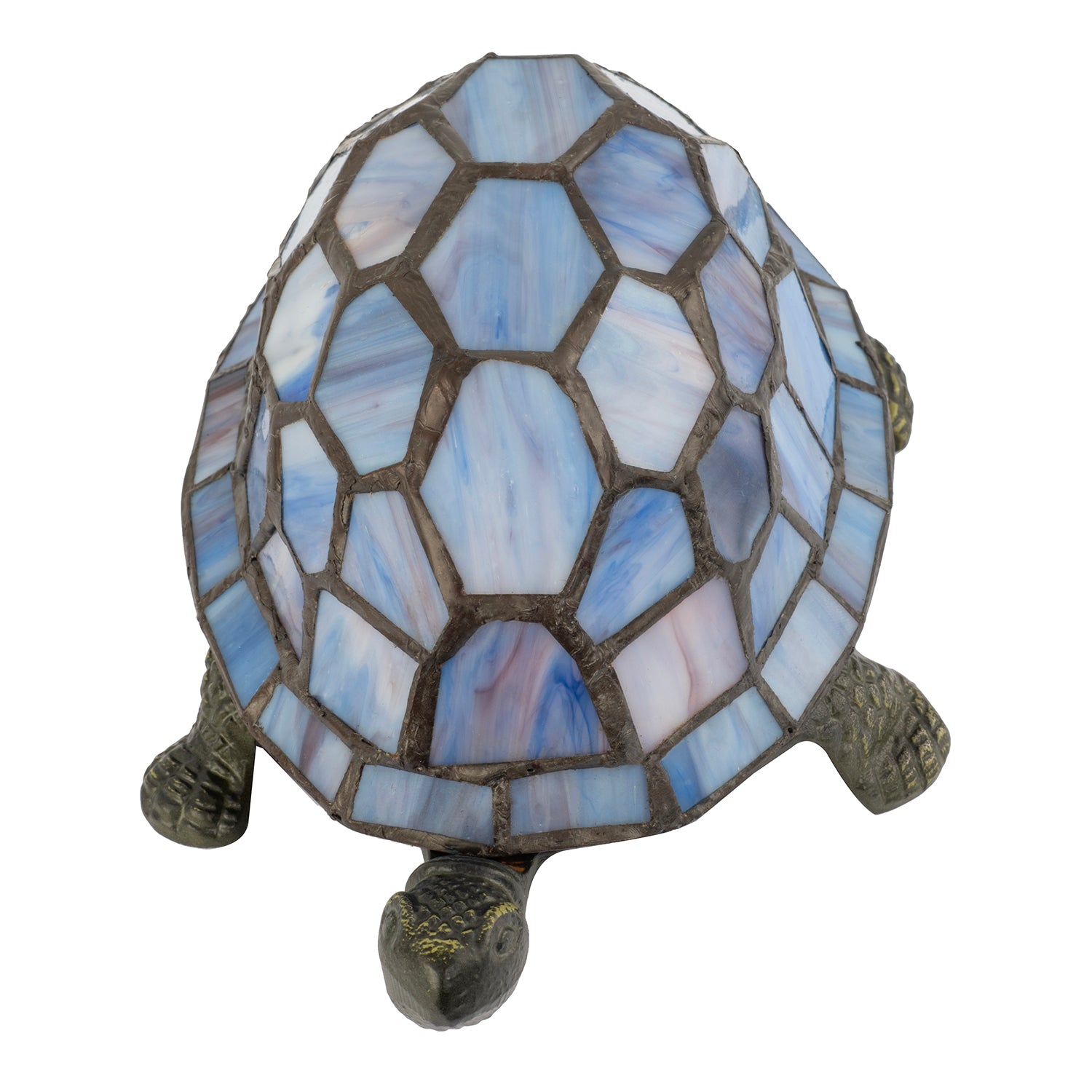 Quirky Purple and Blue Tone Stained Glass Tiffany Tortoise Table Lamp Image 3