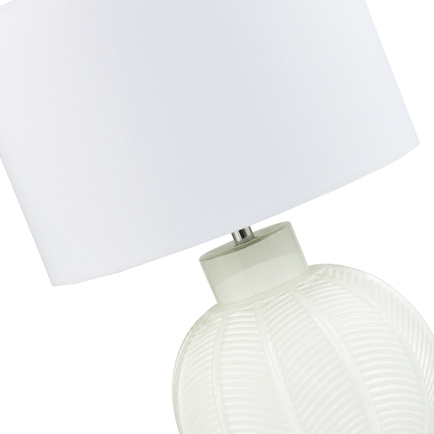 Contemporary Opal White Glass Table Lamp in Leaf Design and Ivory White Shade Image 6