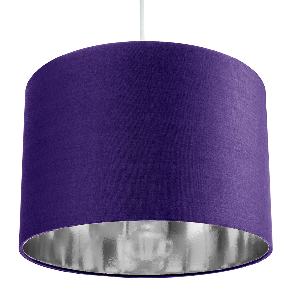 Contemporary Purple Cotton 12" Table/Pendant Lamp Shade with Shiny Silver Inner Image 3