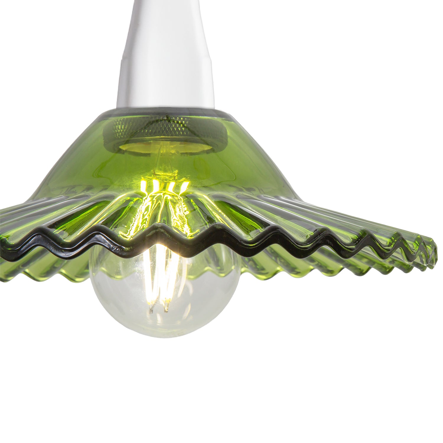 Modern Emerald Green Glass Pendant Light Shade with Rippled Design Image 4