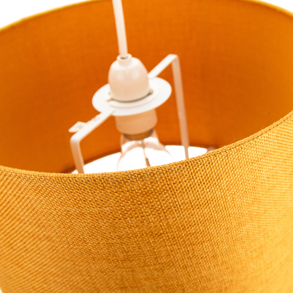 Contemporary and Sleek 12 Inch Ochre Linen Fabric Drum Lamp Shade 60w Maximum Image 3