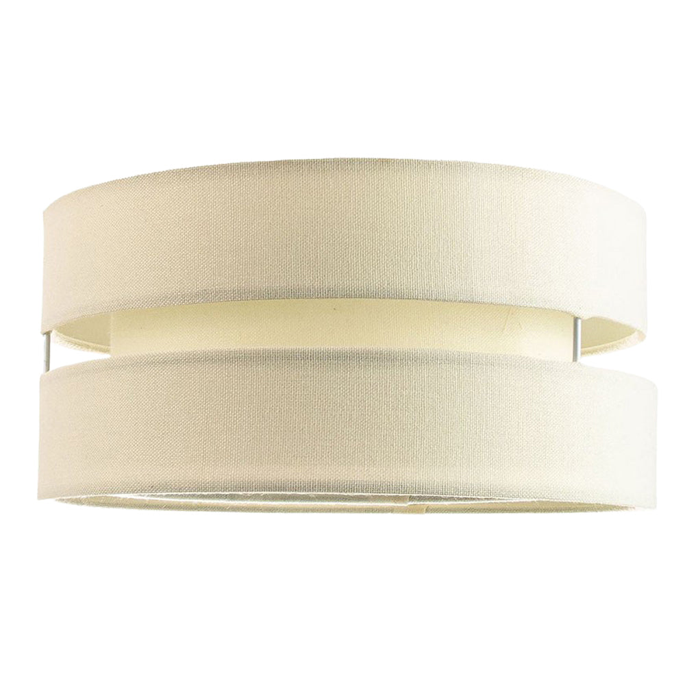 Contemporary 14" Cream Linen Fabric Triple Tier Ceiling Pendant Lamp Shade Image 5