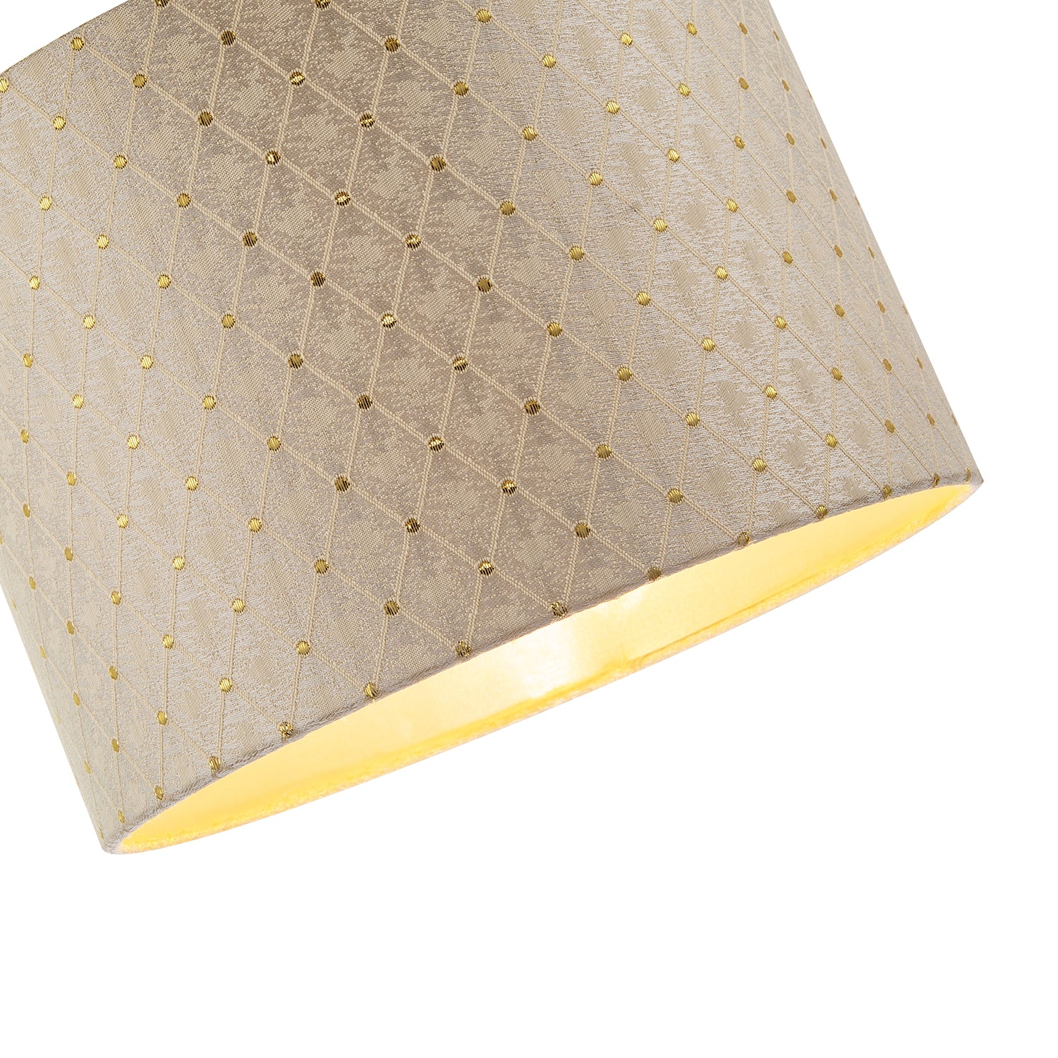Light Taupe Jacquard Fabric 10 Inch Lamp Shade with Shiny Gold Decor Image 3
