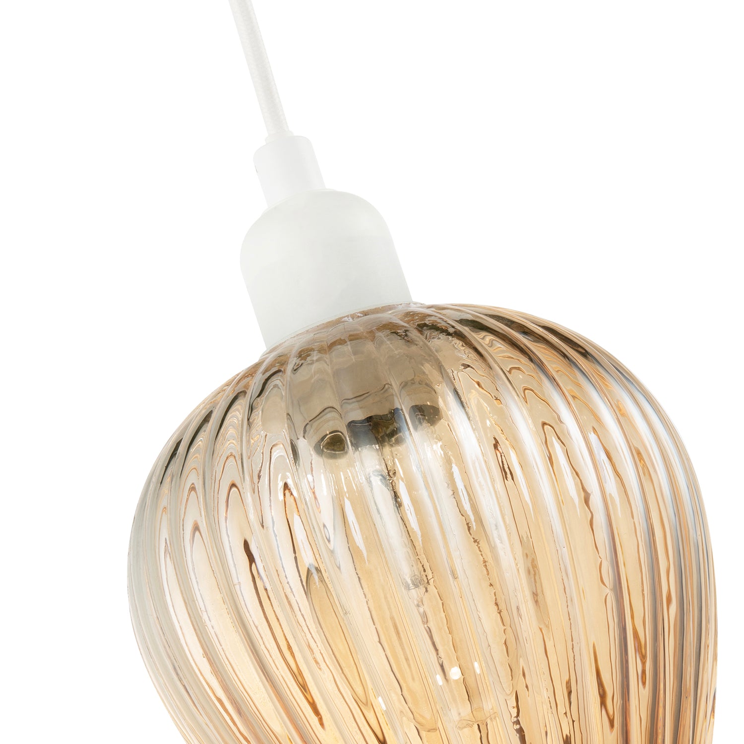 Modern Gold Easy Fit Pendant Lighting Shade with Ridged Fluted Lines Image 4