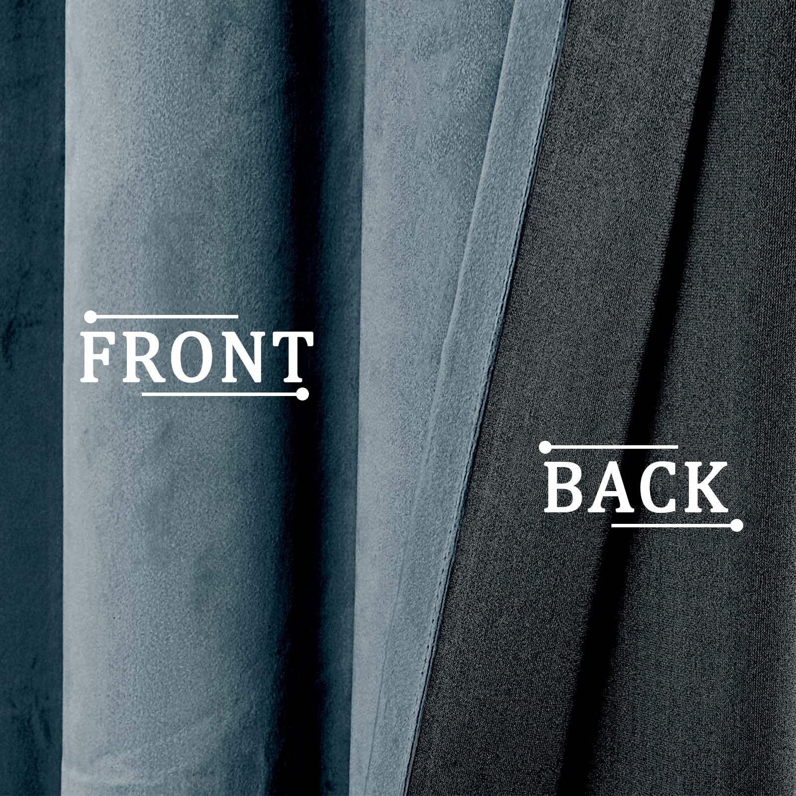Dusty Blue Velvet Blackout Eyelet Curtains - 46x63 Inch Drop - 2 Panel Image 2