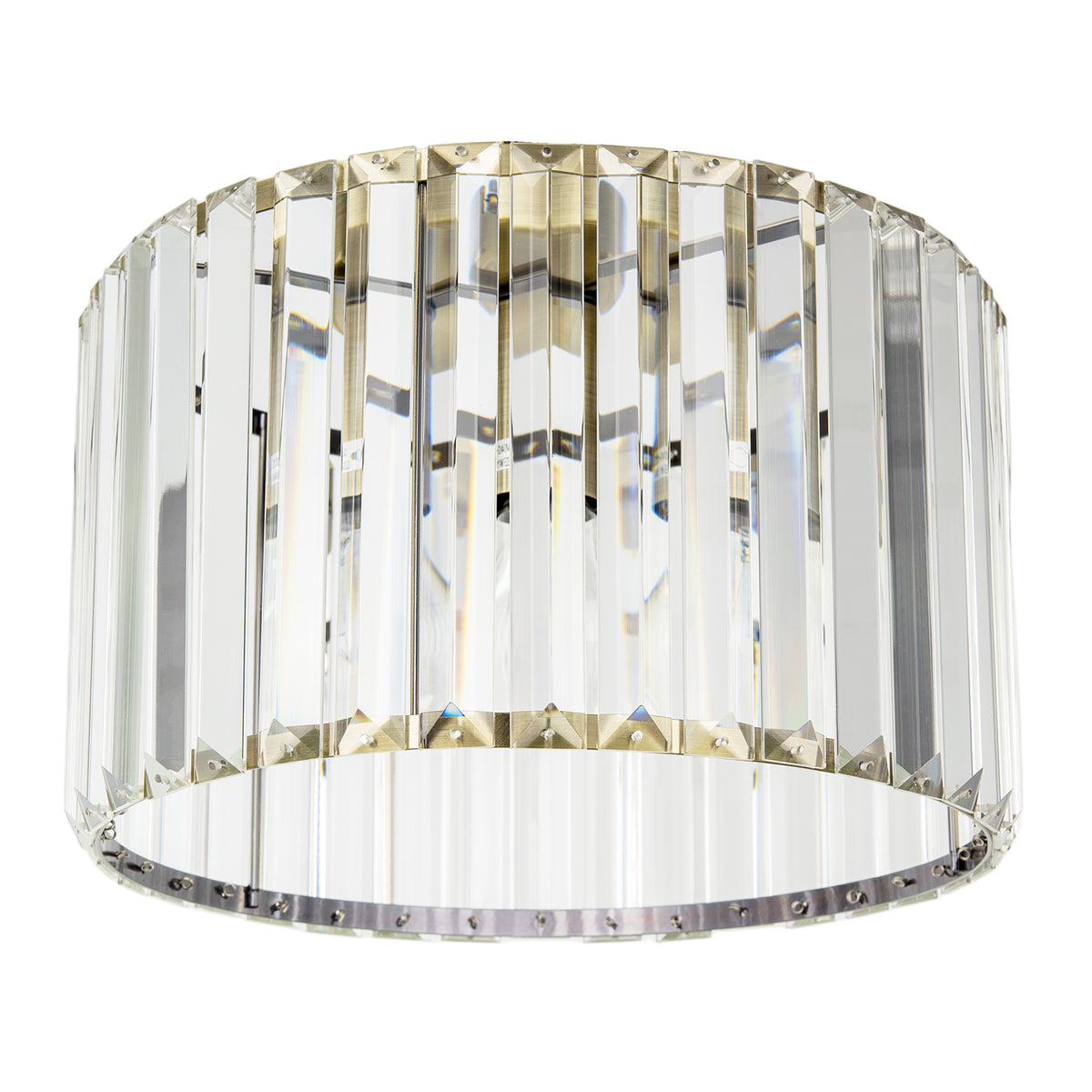 Modern Chic Antique Brass and Clear Crystal Glass Flush Ceiling Light Image 8