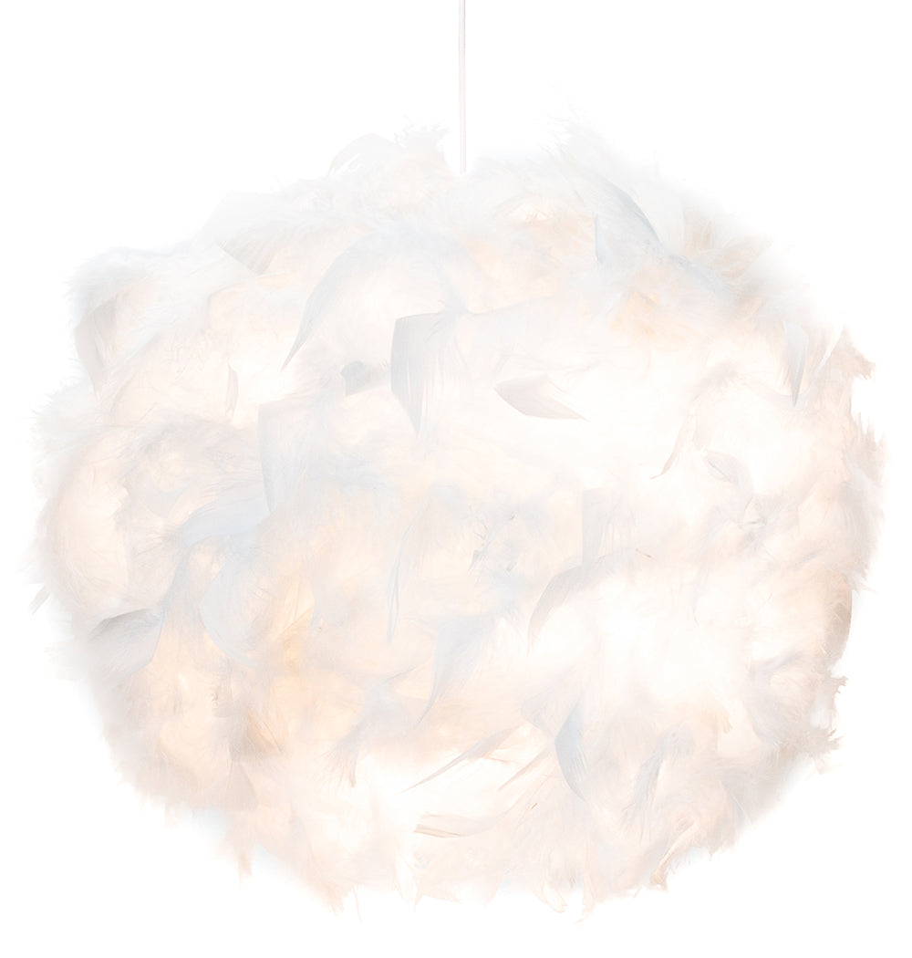 Contemporary and Unique Large White Real Feather Decorated Pendant Light Shade Image 2