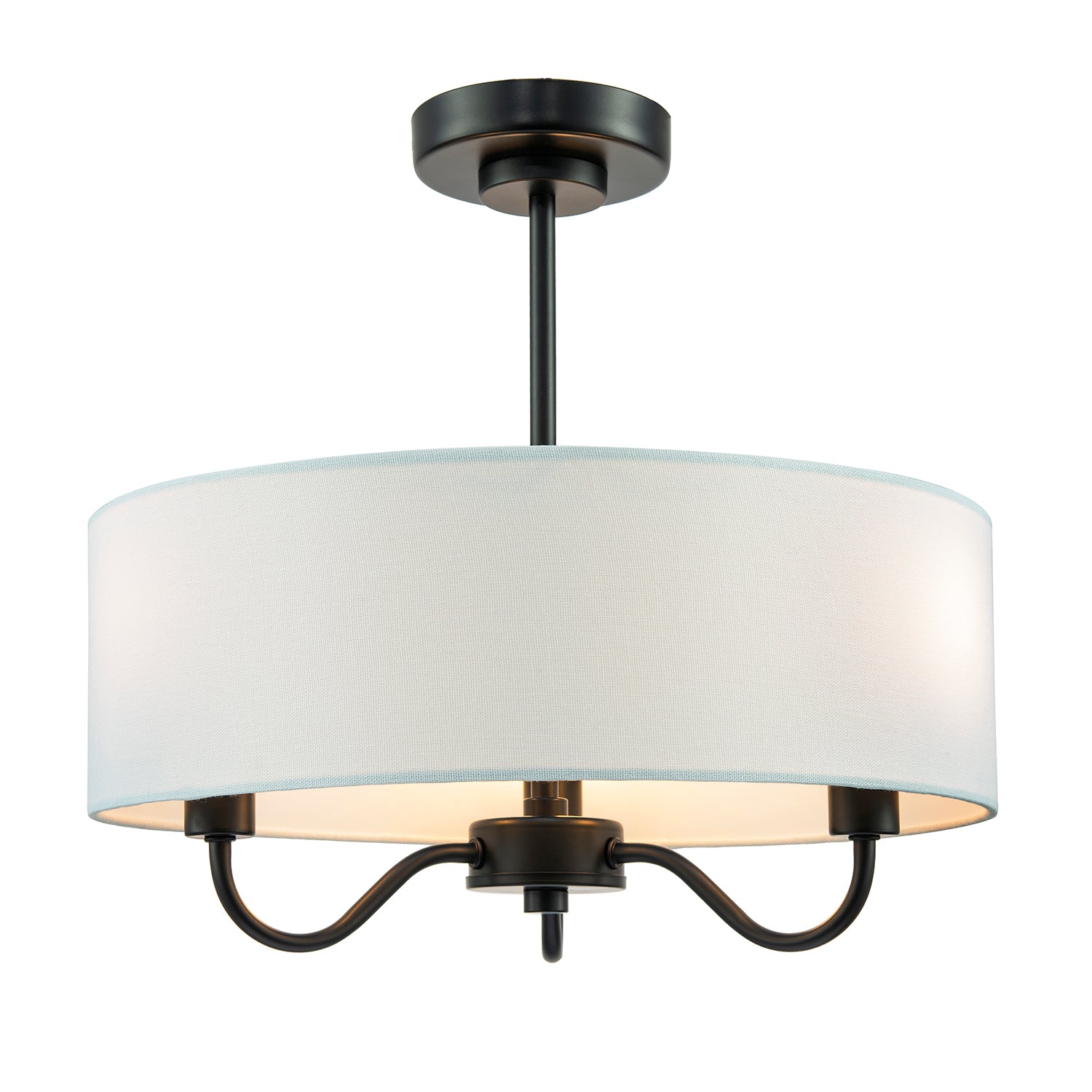 Traditional Chandelier Style Semi Flush Ceiling Light in Matte Black with Shade Image 1