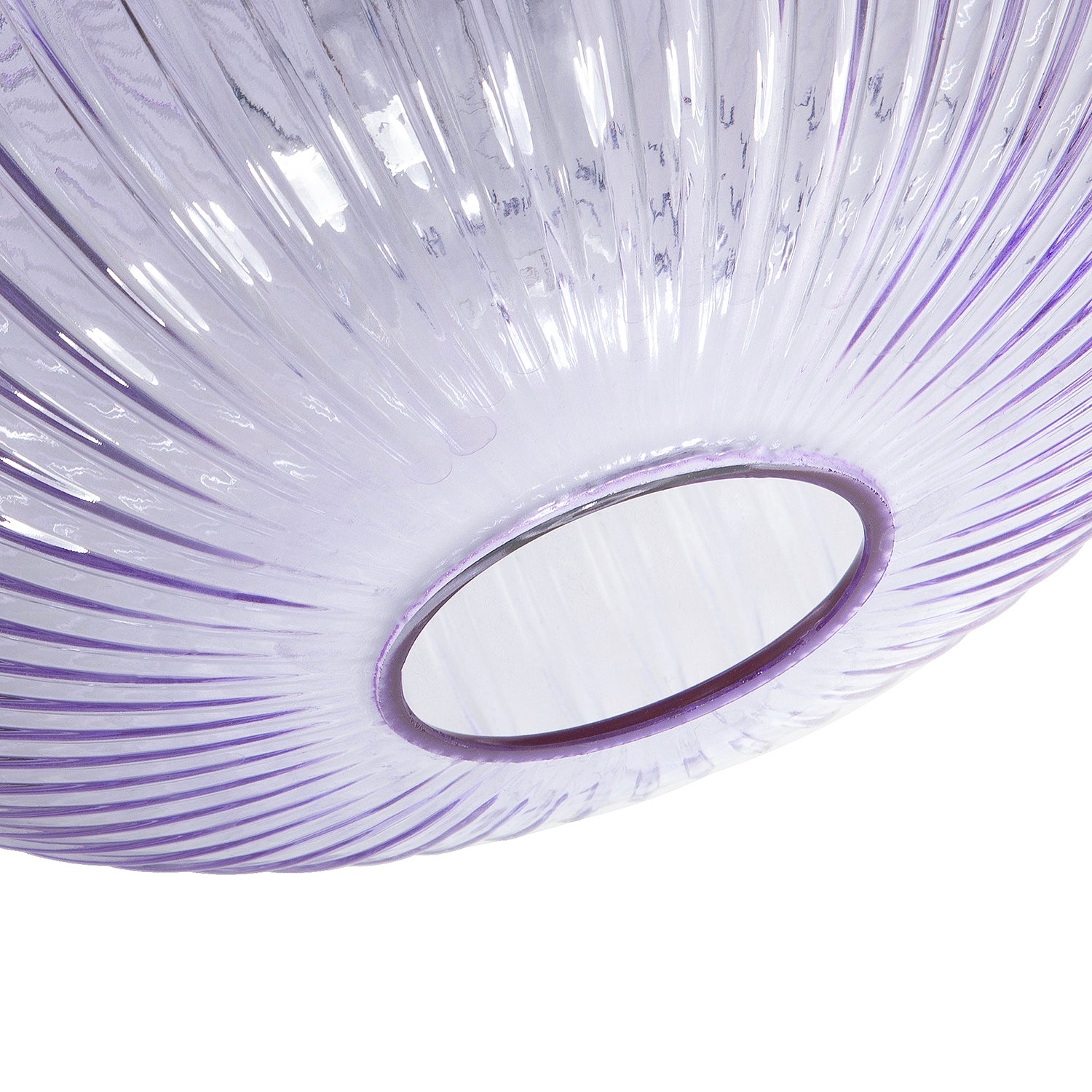 Modern Designer Soft Lilac Line Ribbed Glass Oval Pendant Lamp Shade Image 4