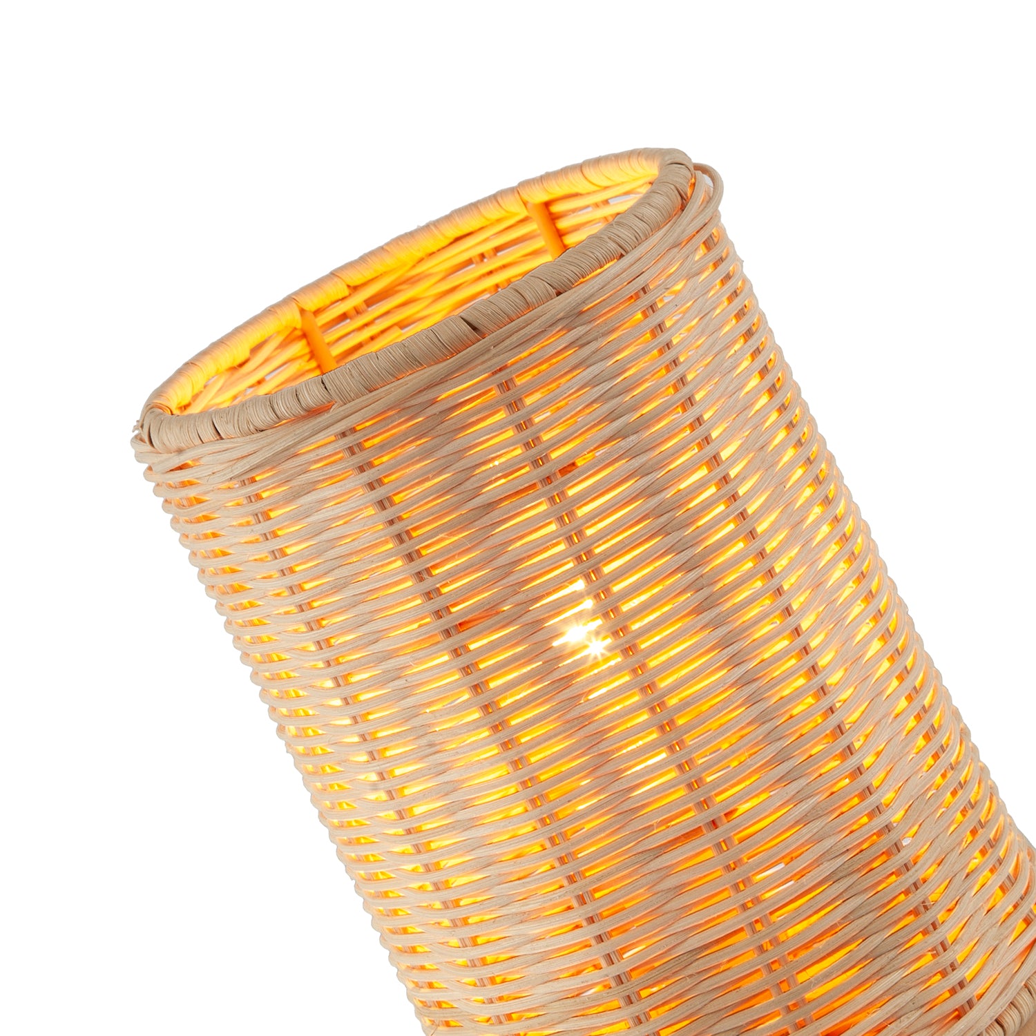 Traditional Natural Woven Rattan Table Lamp with Rubber Wood Base Image 4
