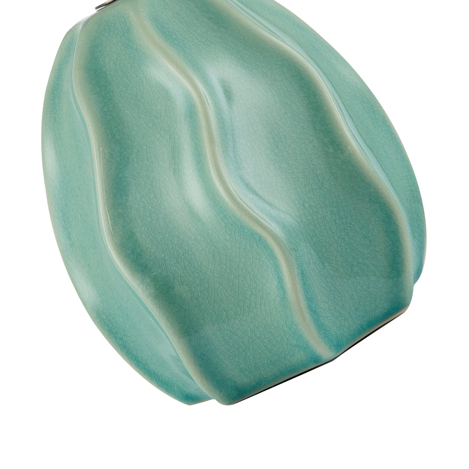 Duck Egg Gloss Ripple Ceramic Table Lamp Base with Crackle Design Image 2