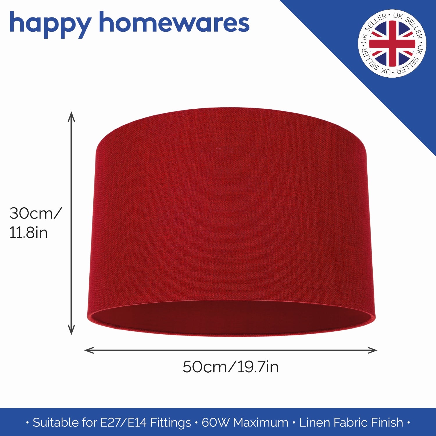 Modern Designer Red Linen Fabric Lamp Shade with Inner Matching Cotton Lining Image 5