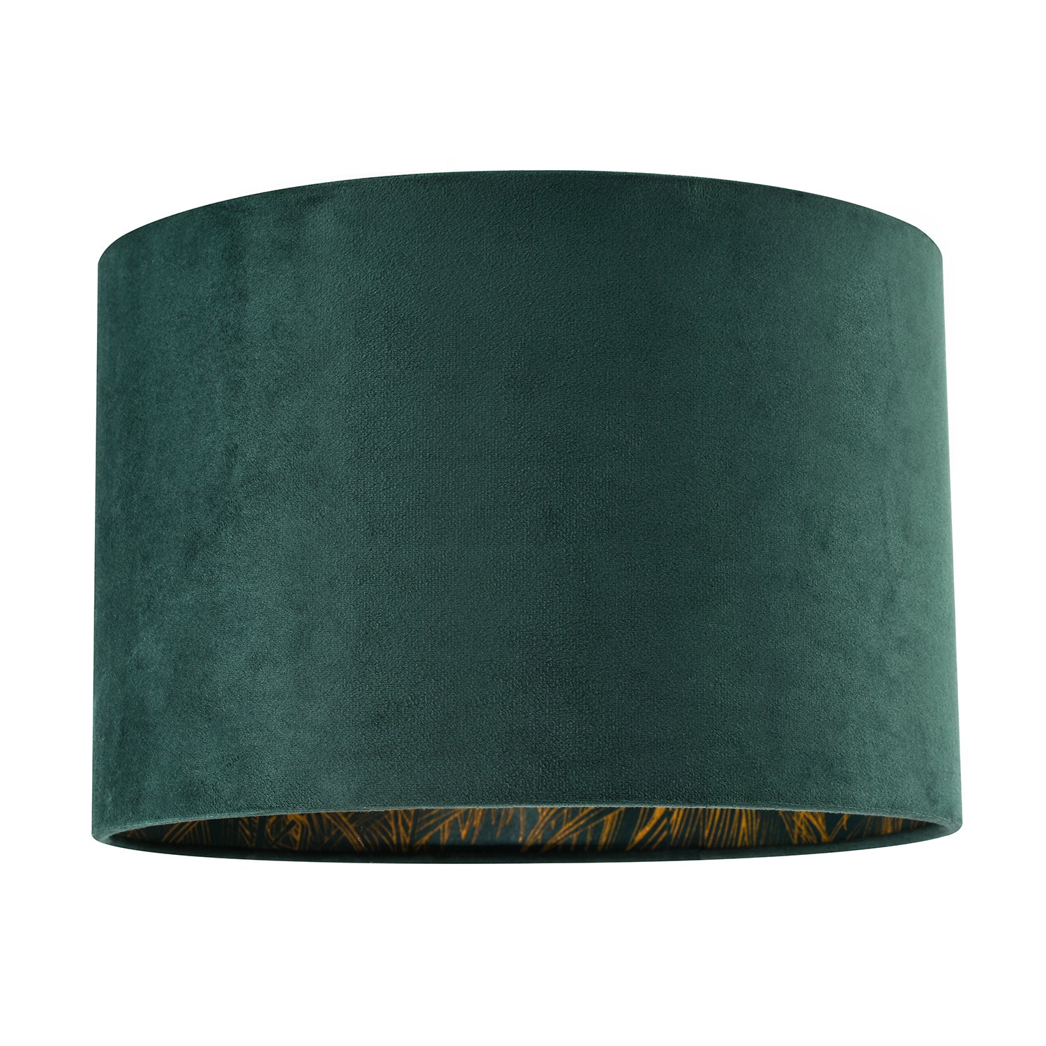 Forest Green Velvet Lamp Shade with Inner Shiny Gold Palm Tree Design Image 1