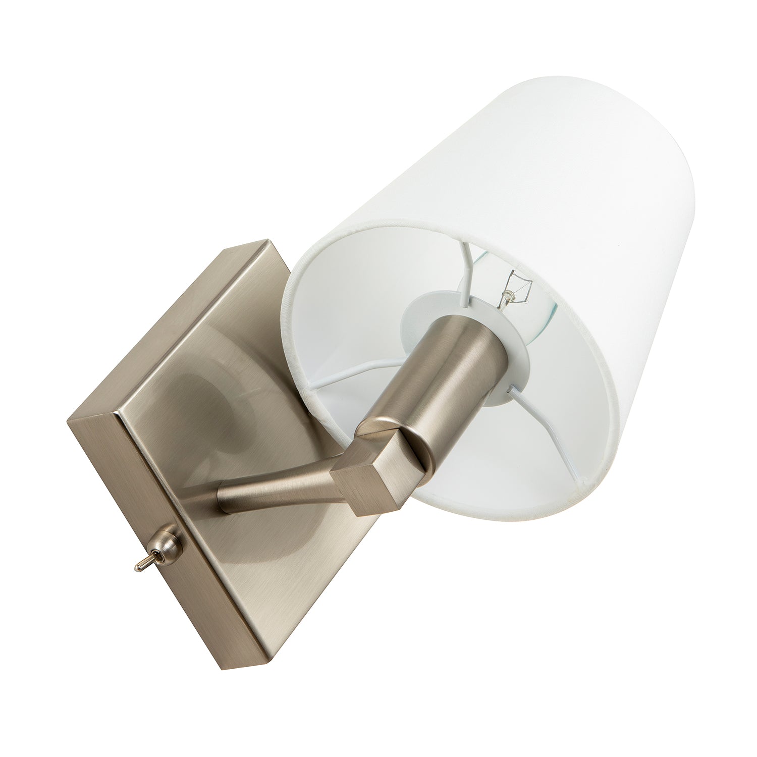 Sleek Bedside Wall Light in Satin Nickel with Toggle Switch and Shade Image 3
