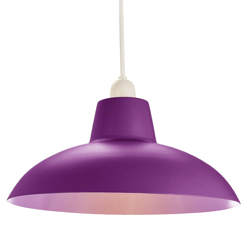 Industrial Retro Designed Matt Purple Curved Metal Ceiling Pendant Light Shade Image 4