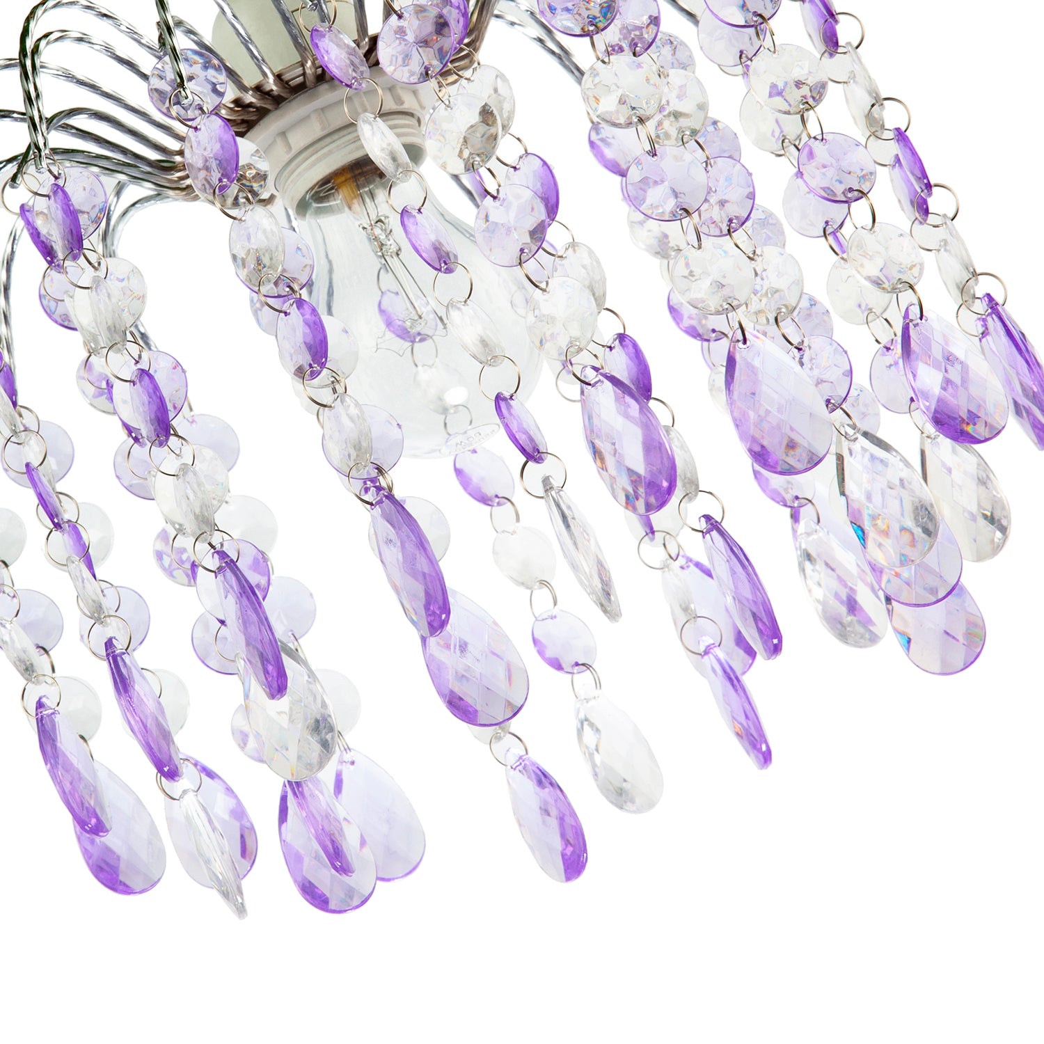 Modern Waterfall Pendant Shade with Lilac and Clear Acrylic Drops Image 5