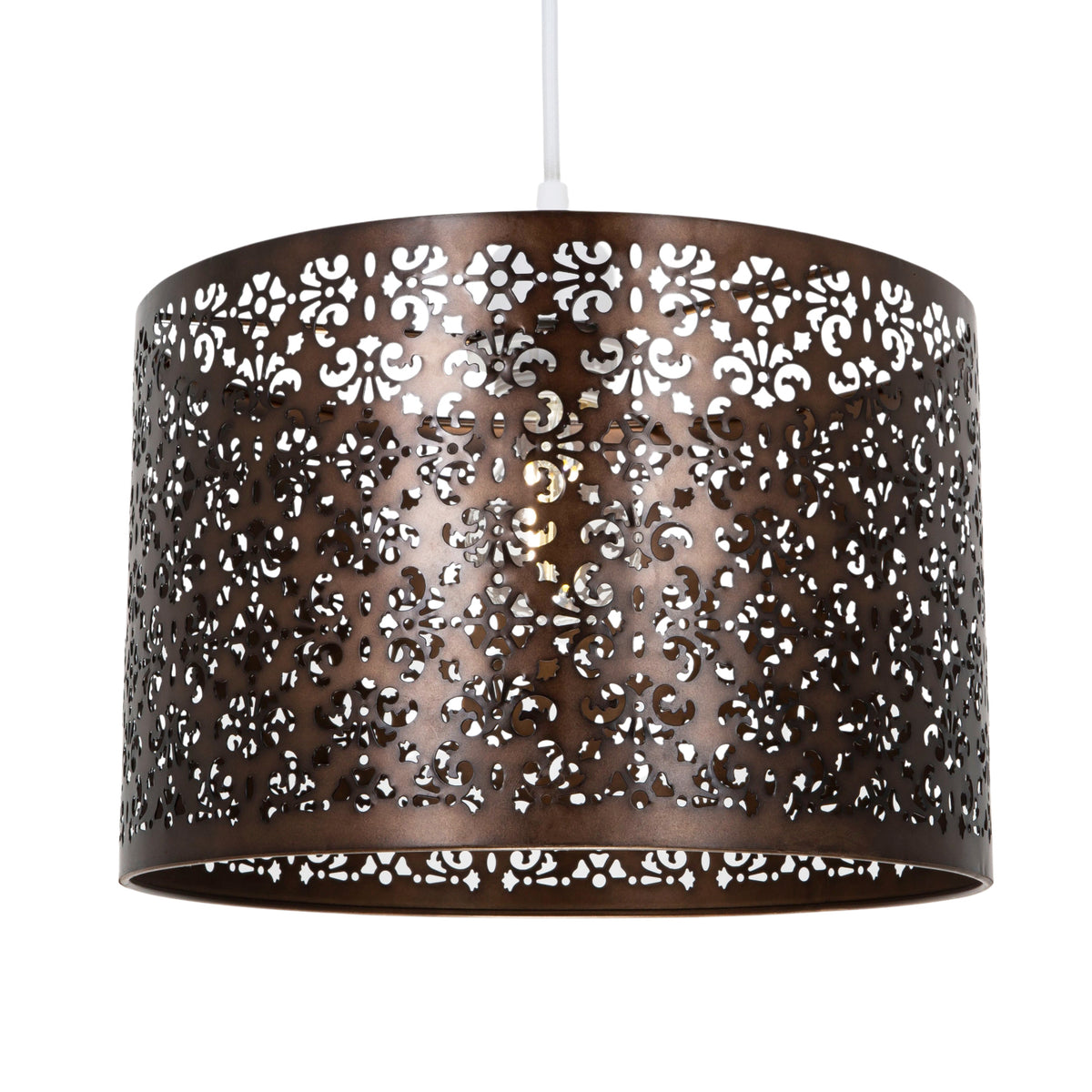 Marrakech Designed Matt Metal Pendant Light Shade Floral Decoration