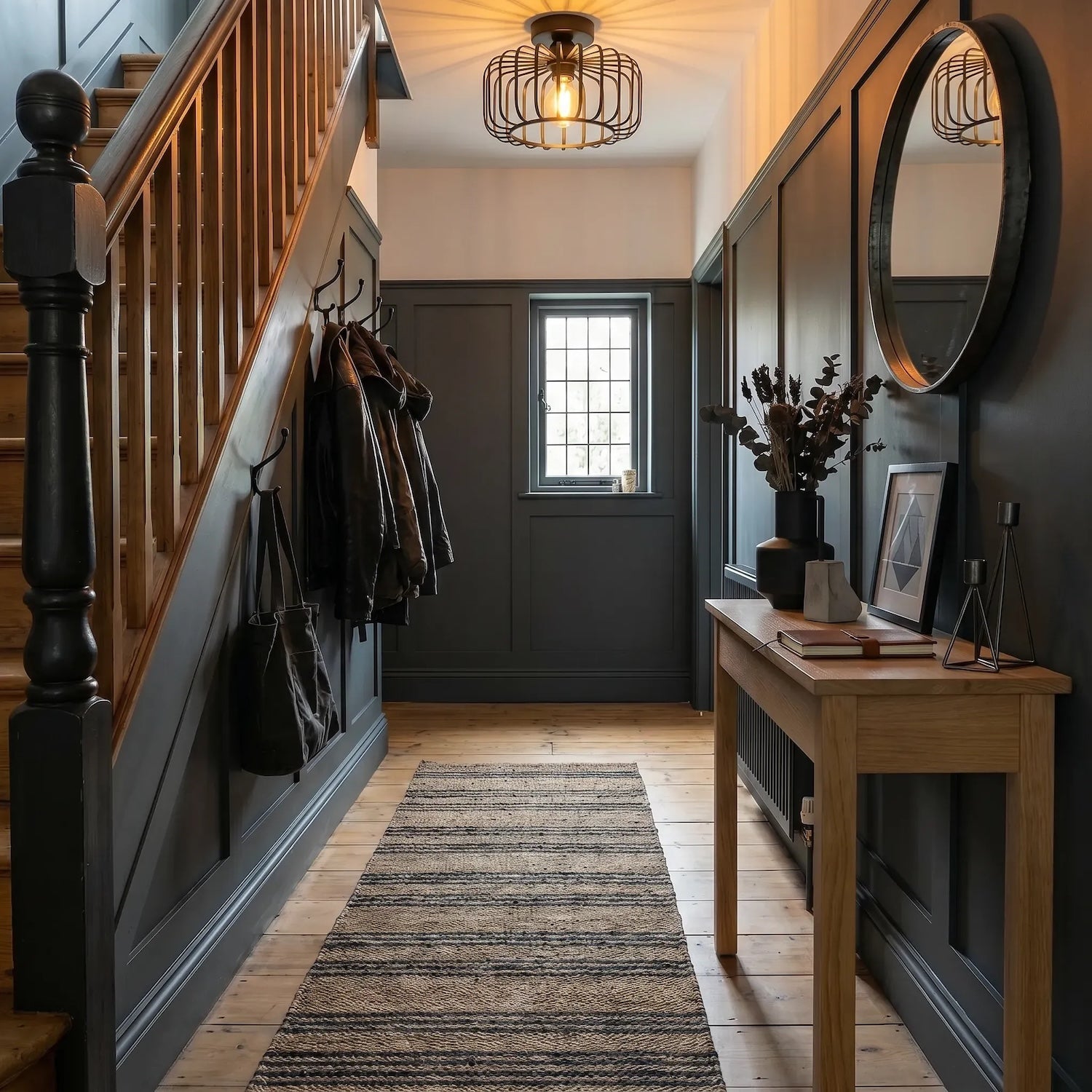 Industrial Cage Designed Matte Black Metal Semi Flush Ceiling Light Image 6