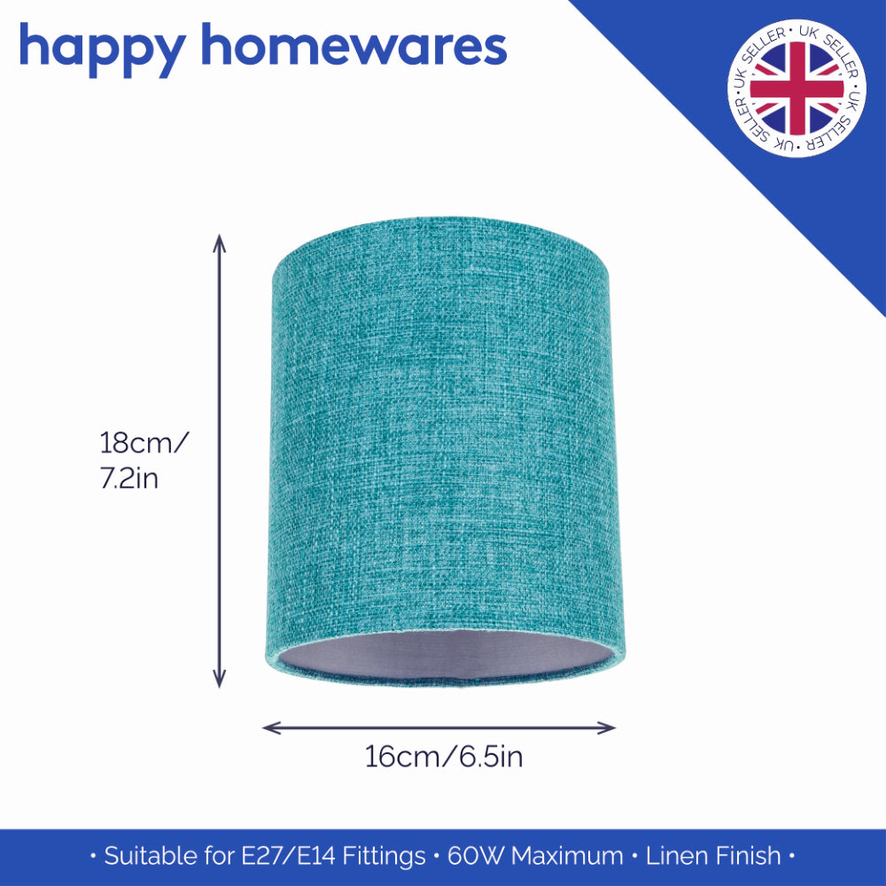 Contemporary and Sleek Teal Linen Fabric 6" Cylindrical Lamp Shade 60w Maximum Image 5