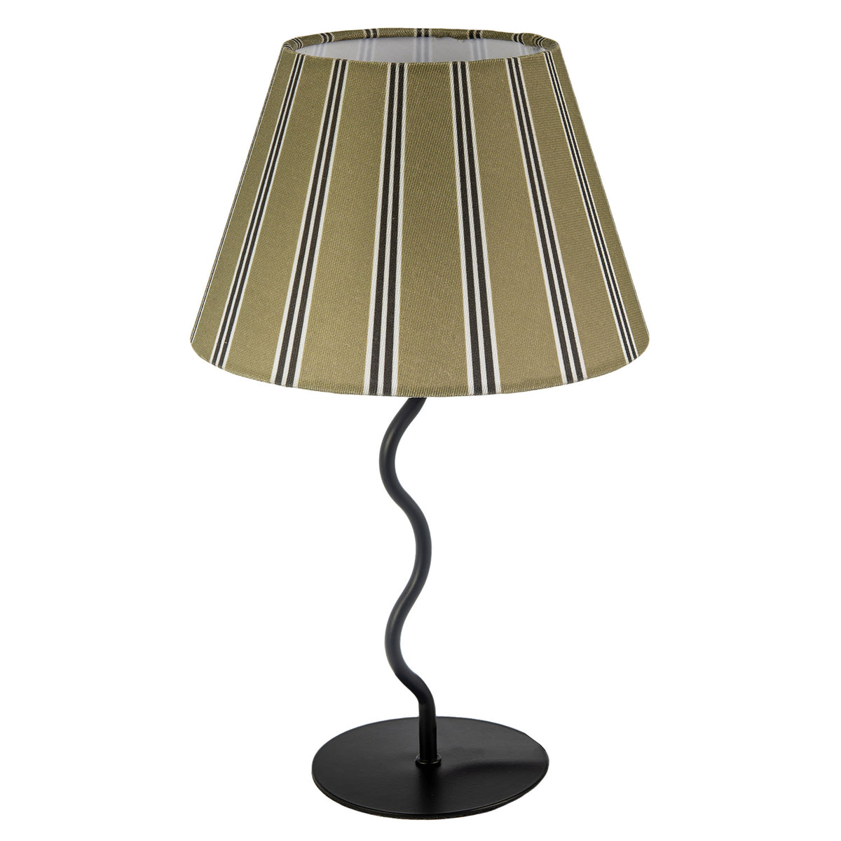 Contemporary Table Lamp with Wavy Black Stem and Olive Green Shade Image 5