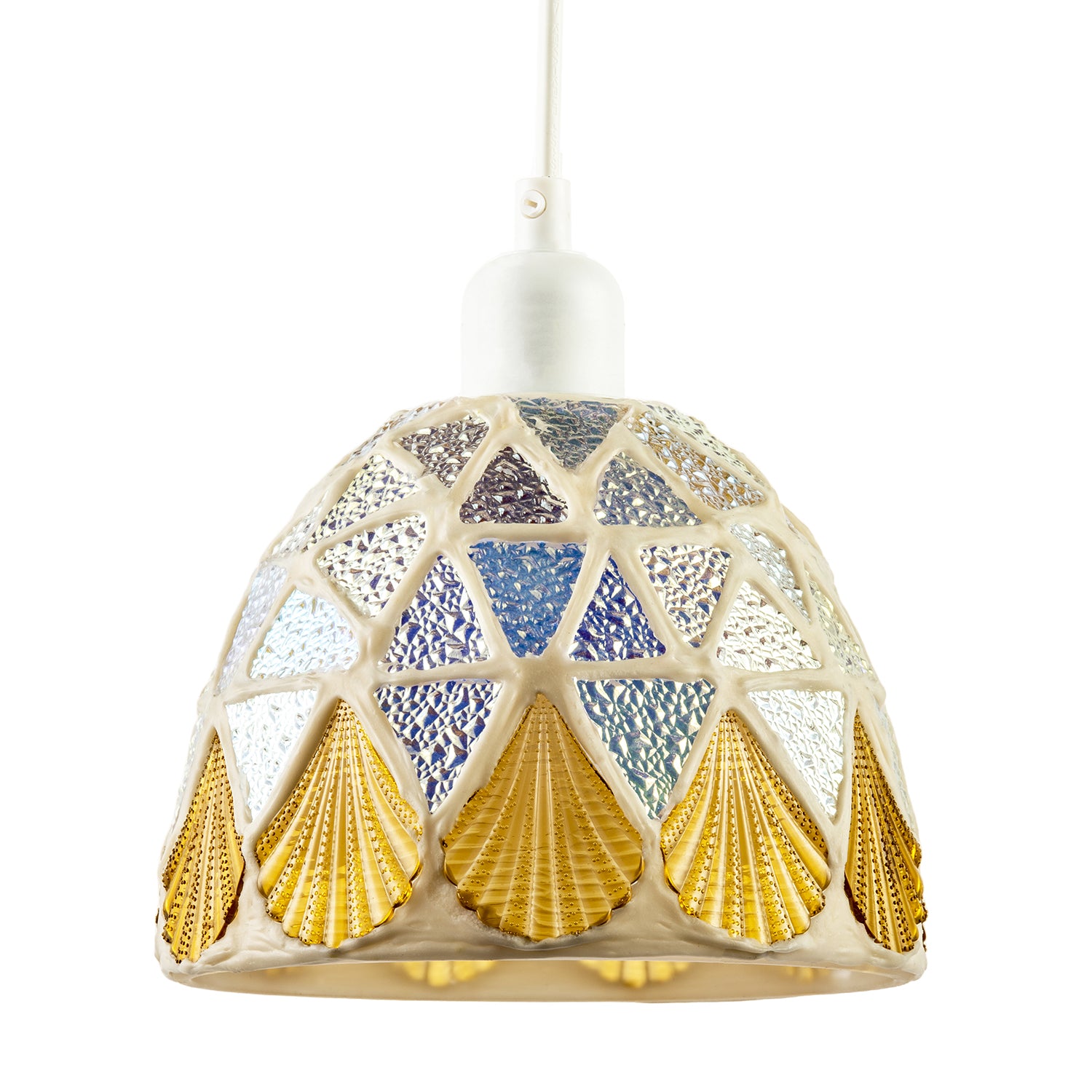 Dome Shaped Pendant Ceiling Light Shade with Structured Mosaic Glass Image 1