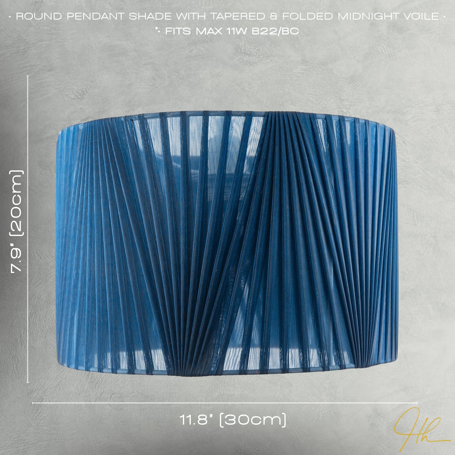 Modern Midnight Blue Voile Fabric Organza Tapered Pendant Lamp Shade Image 7