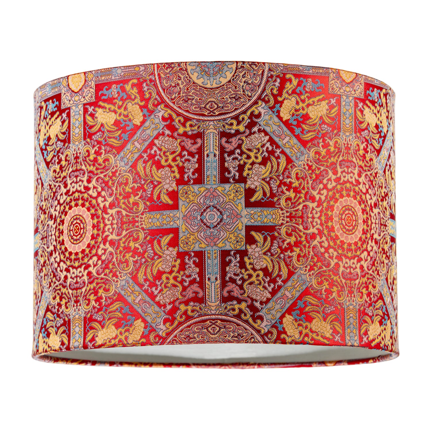 Persian-Inspired Ottoman Tapestry Floral Shade in Deep Red and Gold Image 1