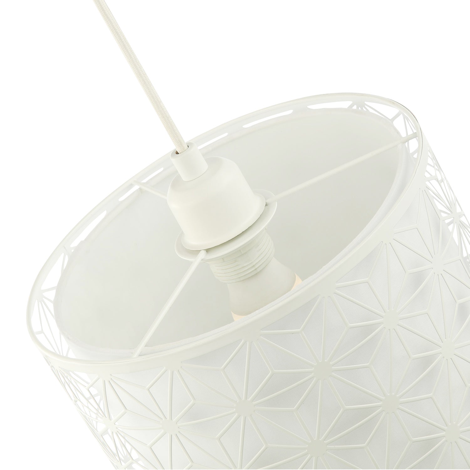 Modern Geometric Pendant Lighting Shade with Inner White Cotton Drum Diffuser Image 5