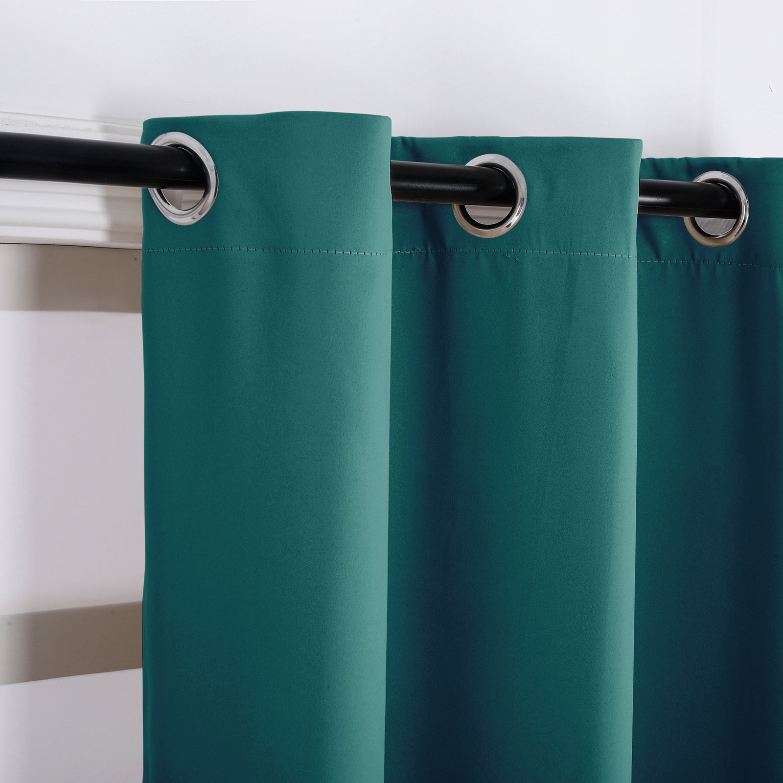 Teal Blackout Curtains - Eyelet Thermal Curtain  - 46 x 72 Inch Drop - 2 Panel Image 5