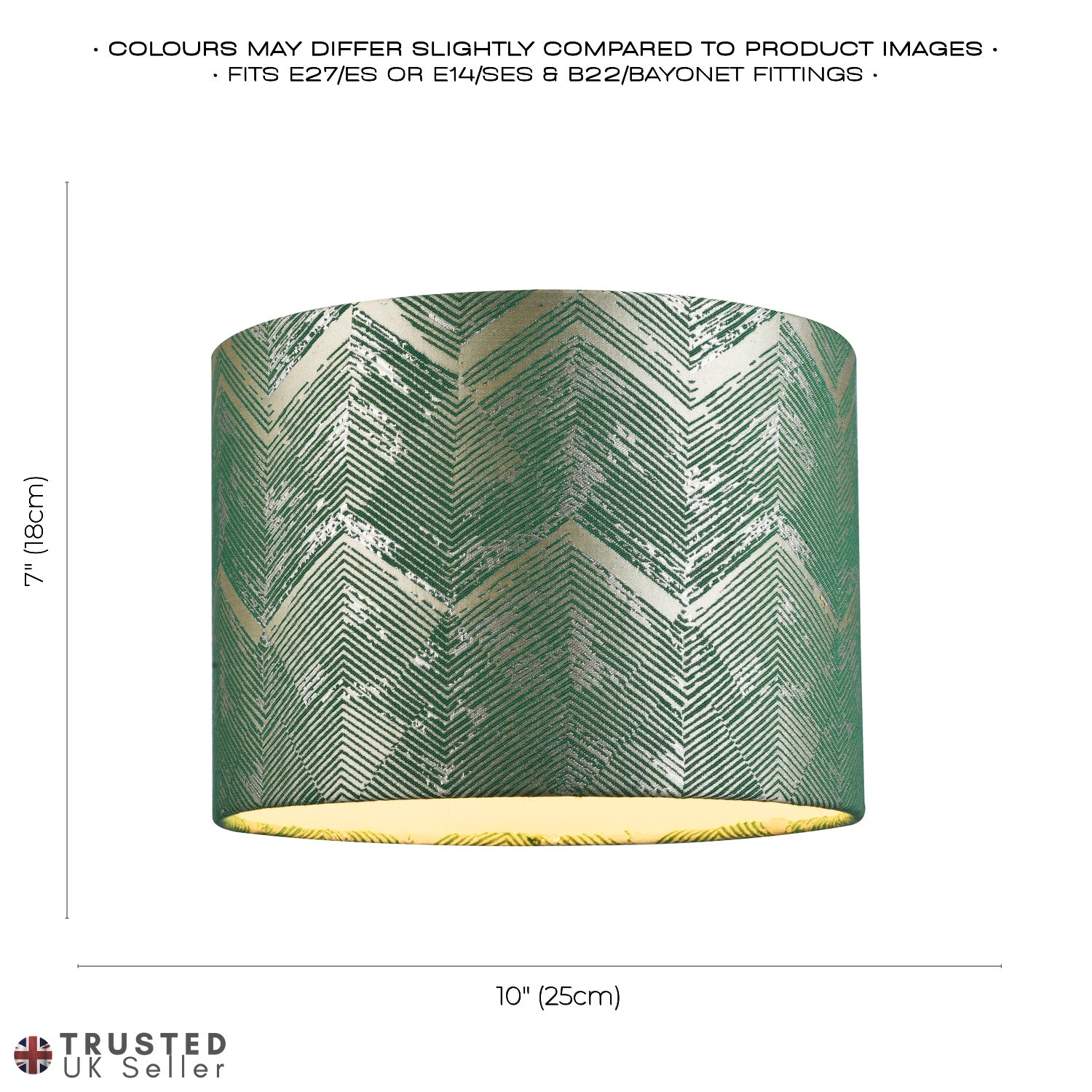 Contemporary Emerald Green Drum Lamp Shade with Gold and Silver Metallic Decor Image 7