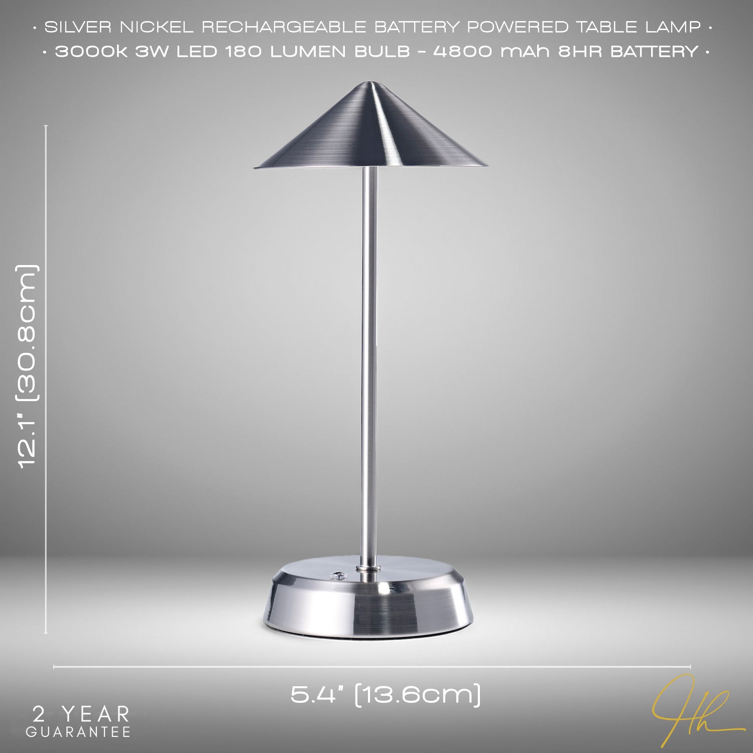 Tall Sleek Satin Nickel Rechargeable Touch Dimmable Table Lamp with Metal Shade Image 5