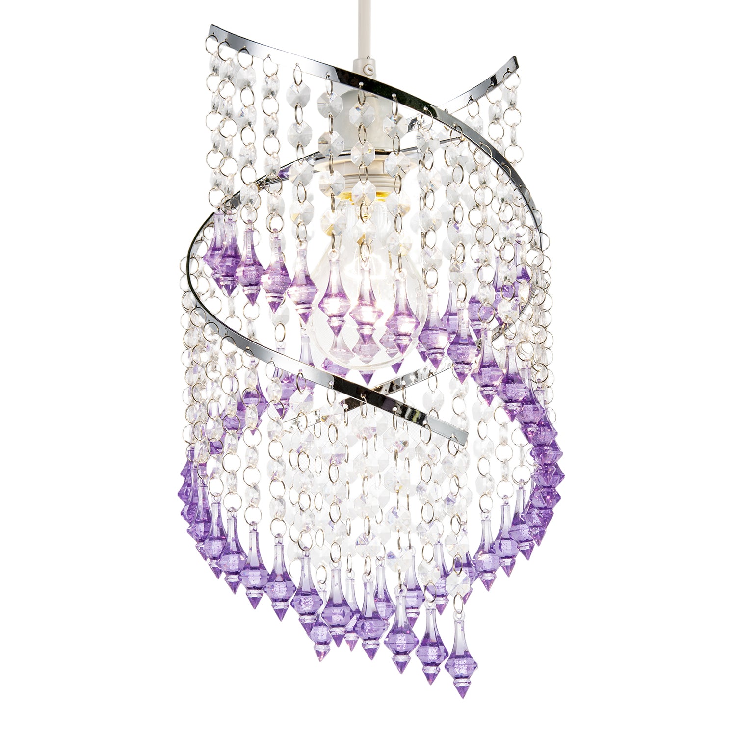 Modern Spiral Waterfall Pendant Shade with Purple and Clear Acrylic Image 5