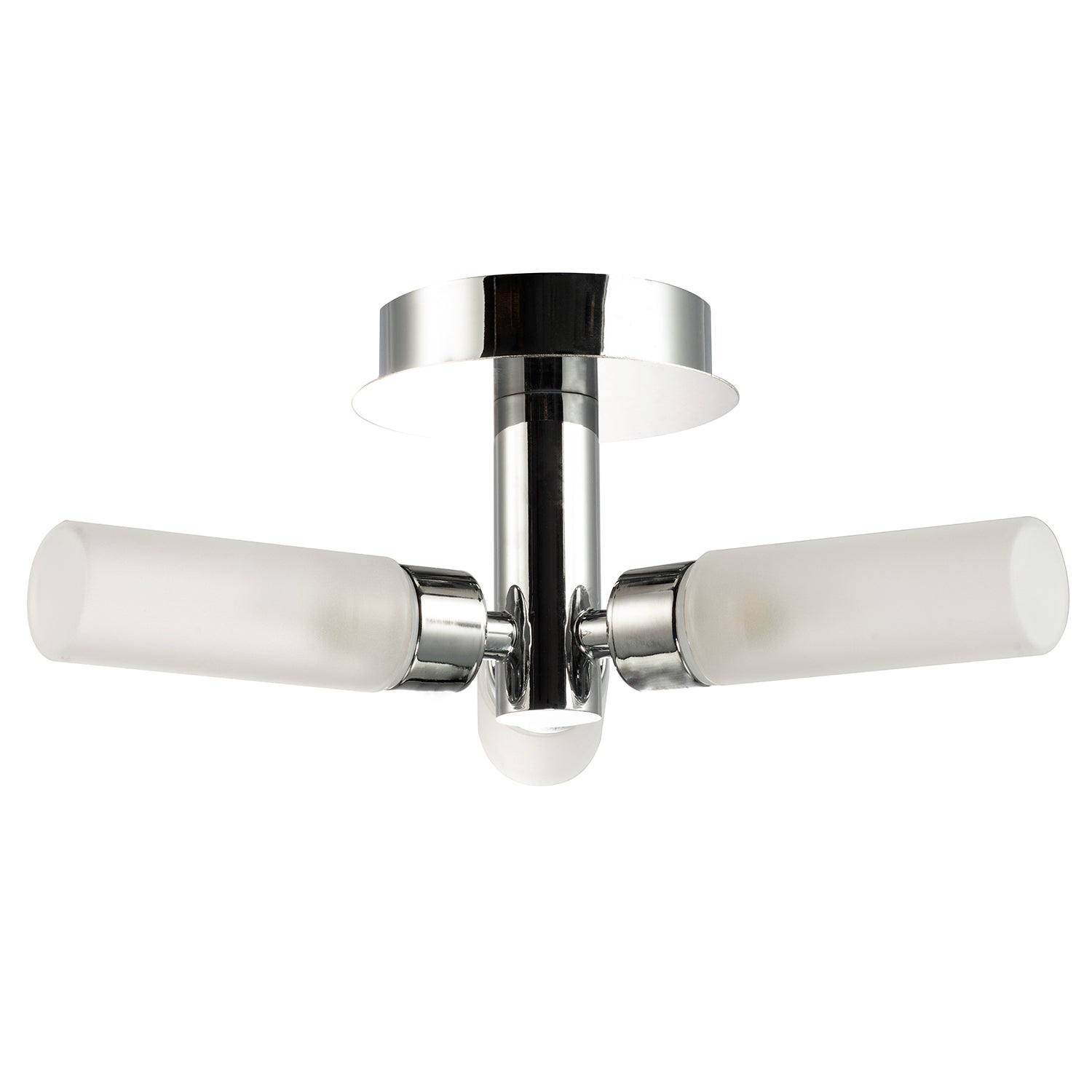 Modern Chrome IP44 Rated Bathroom Ceiling Light with Tubular Glass Shades Image 5