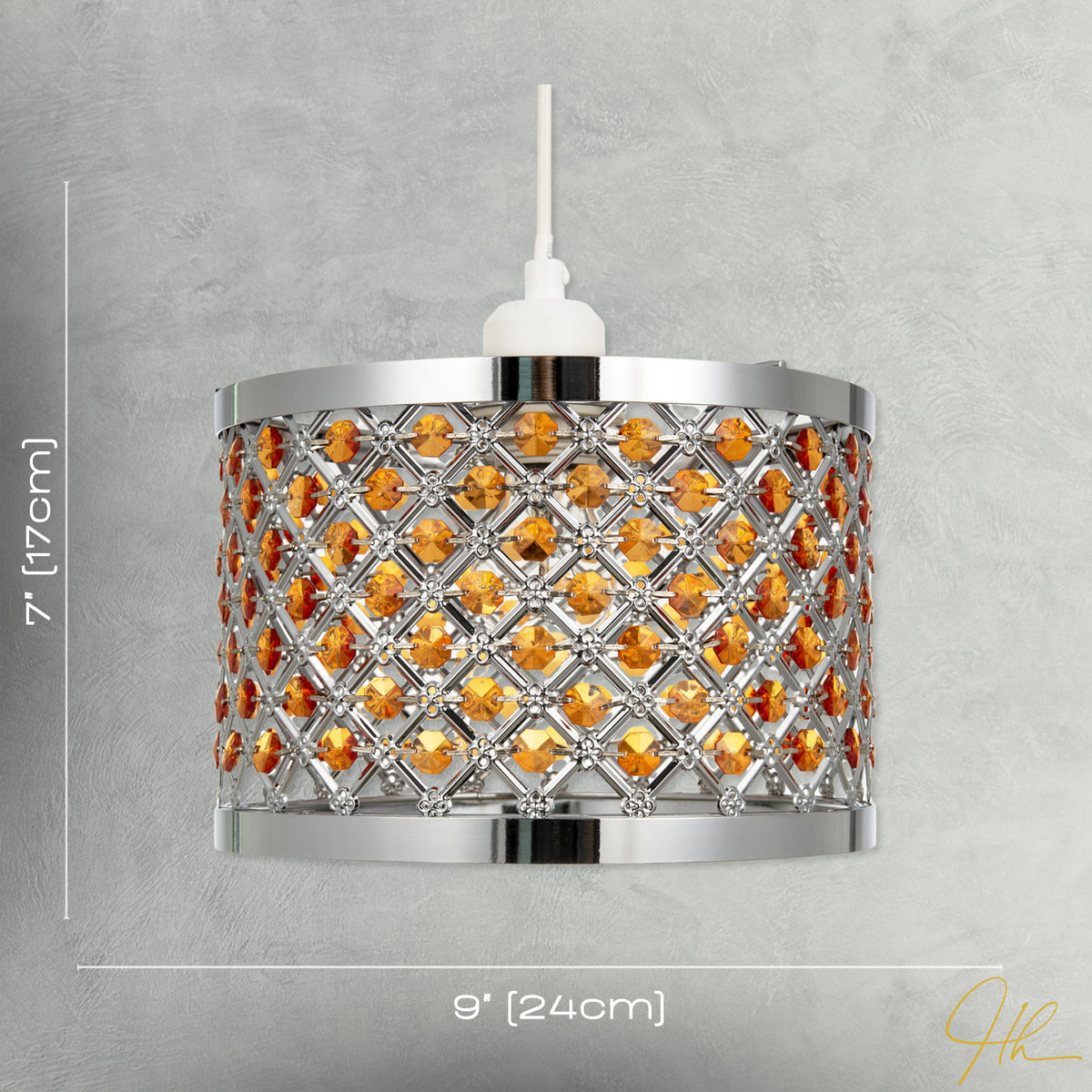 Modern Sparkly Ceiling Pendant Light Shade with Orange Acrylic Beads Image 7