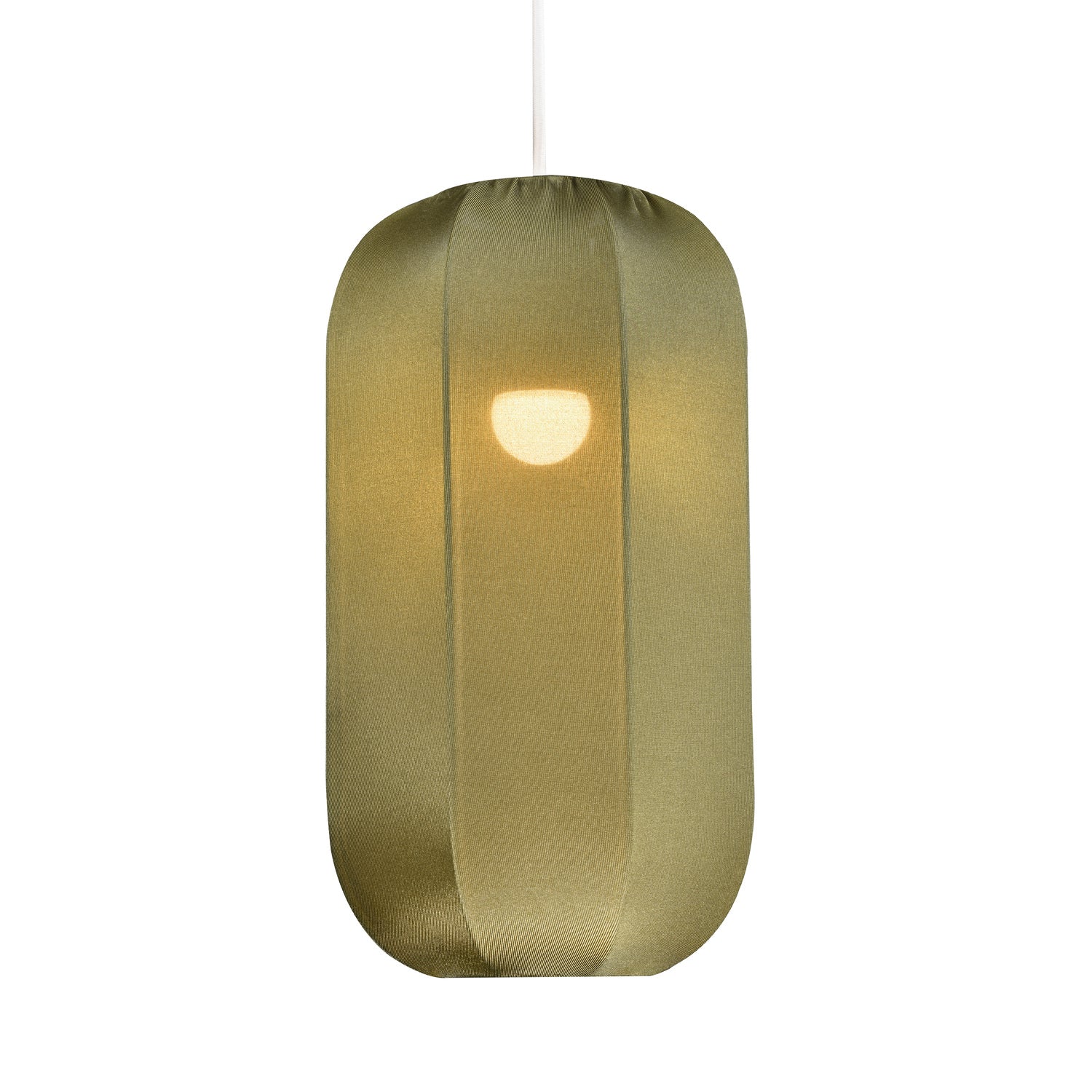 Modern Faux Silk Rectangular Pendant Lamp Shade in Pastel Olive Green Colour Image 3