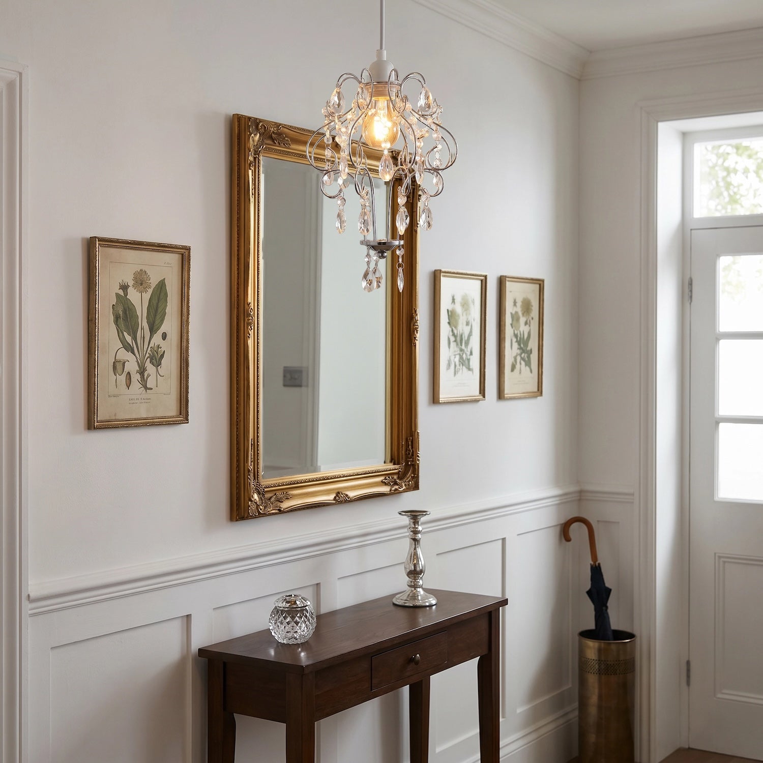 Polished Chrome Shabby Chic Chandelier Style Pendant Shade with Acrylic Image 6