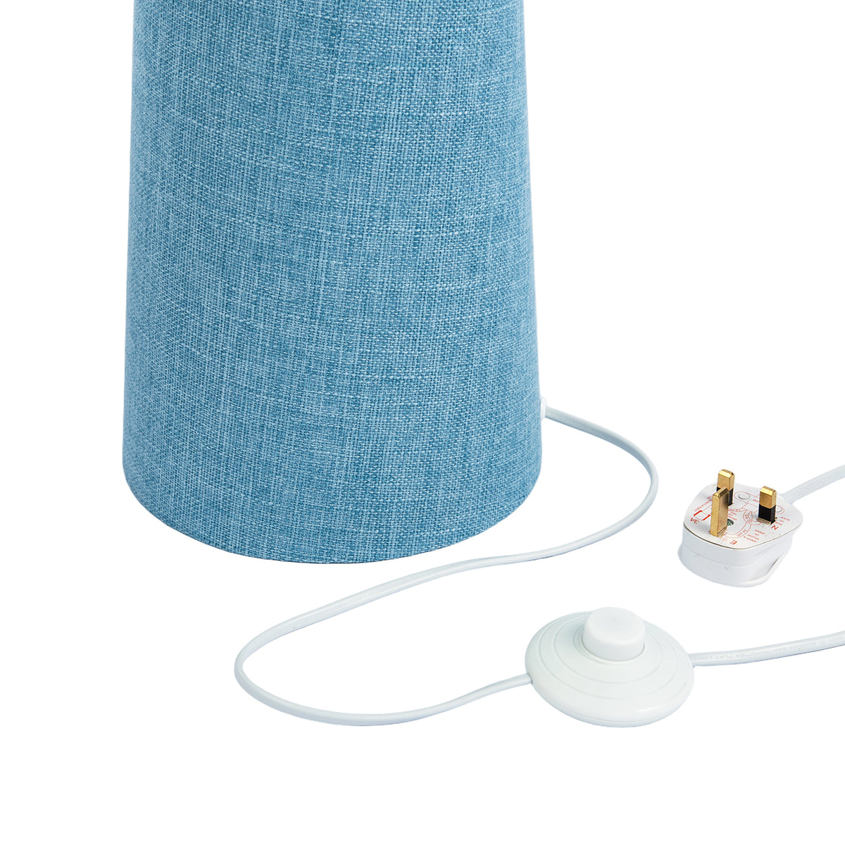 Modern Blue Nova Linen Fabric Floor Lamp with Drum Shade and Base Image 8