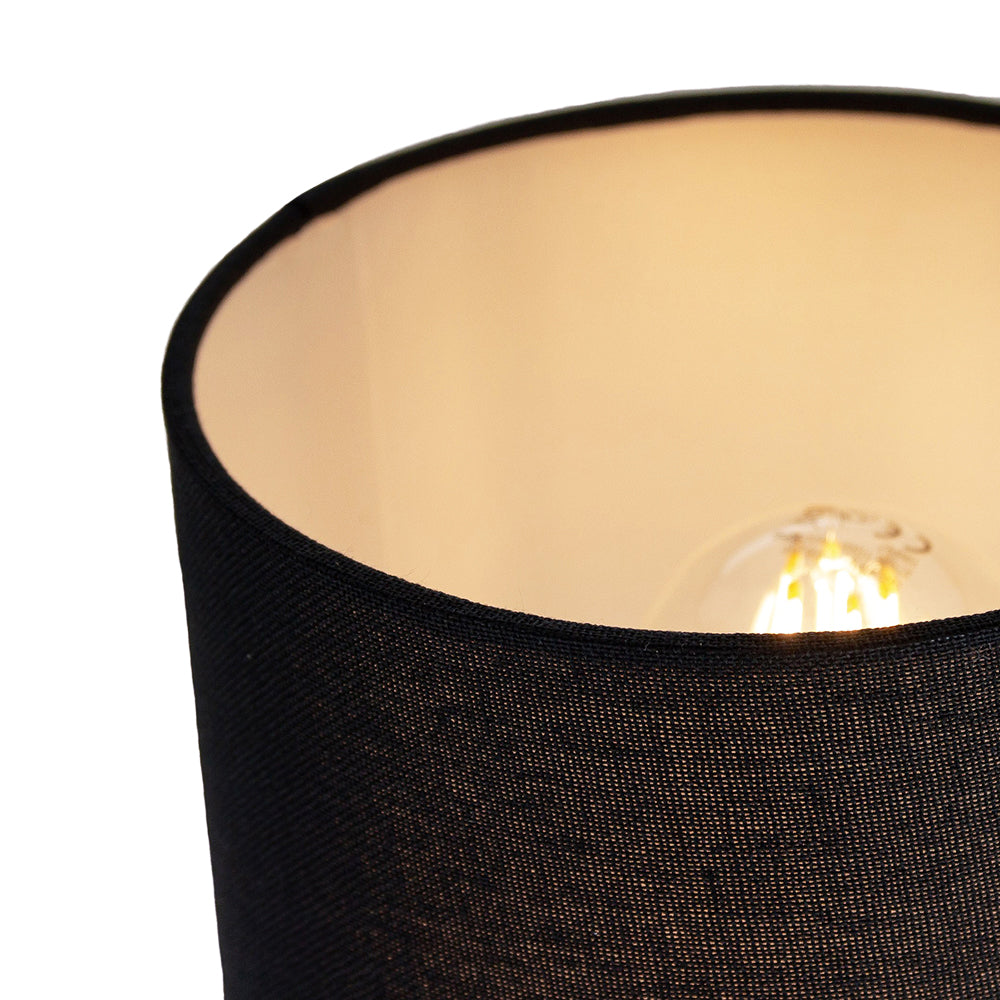 Contemporary and Elegant Ash Black Linen Fabric 18cm High Cylinder Lamp Shade Image 3