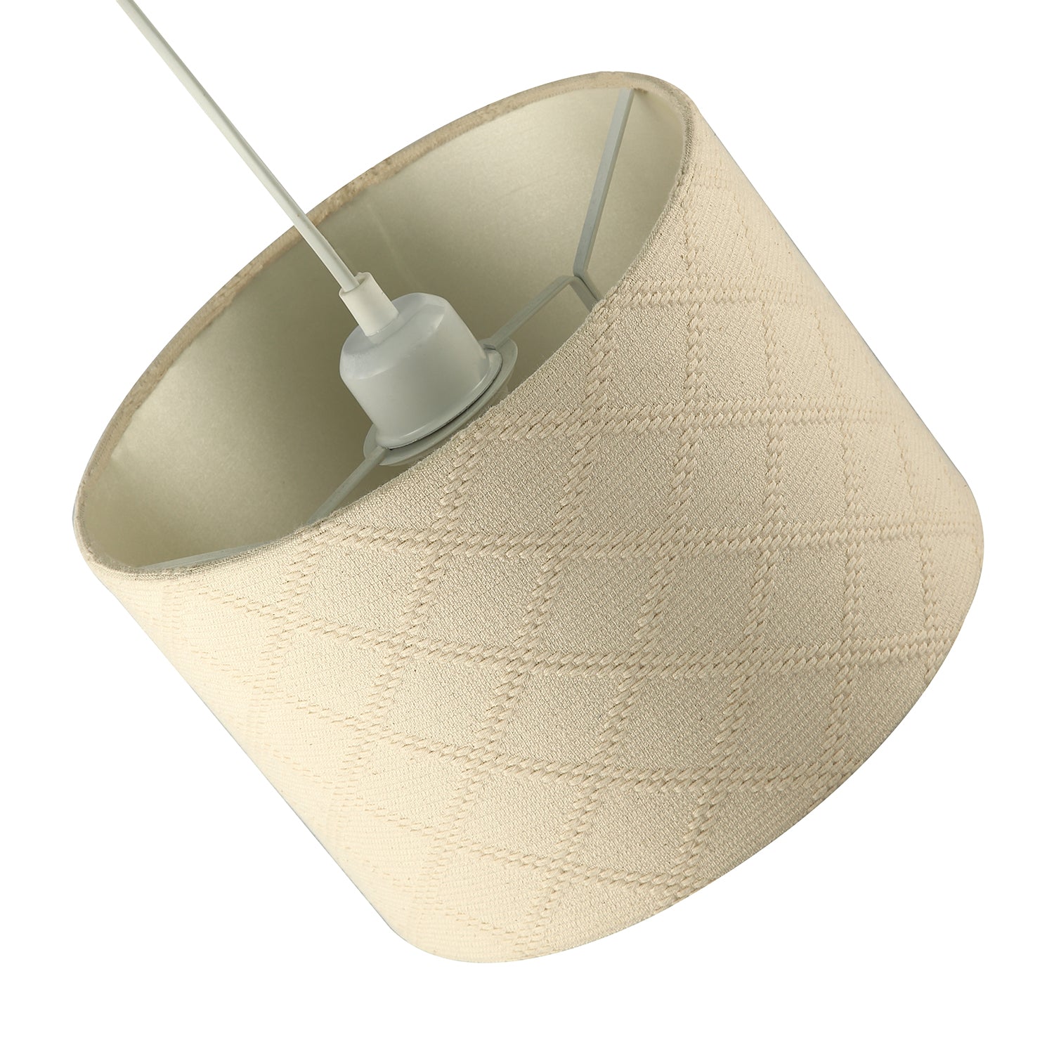 Cream Shabby Chic Lamp Shade in Textured Jacquard Cotton Fabric Image 5