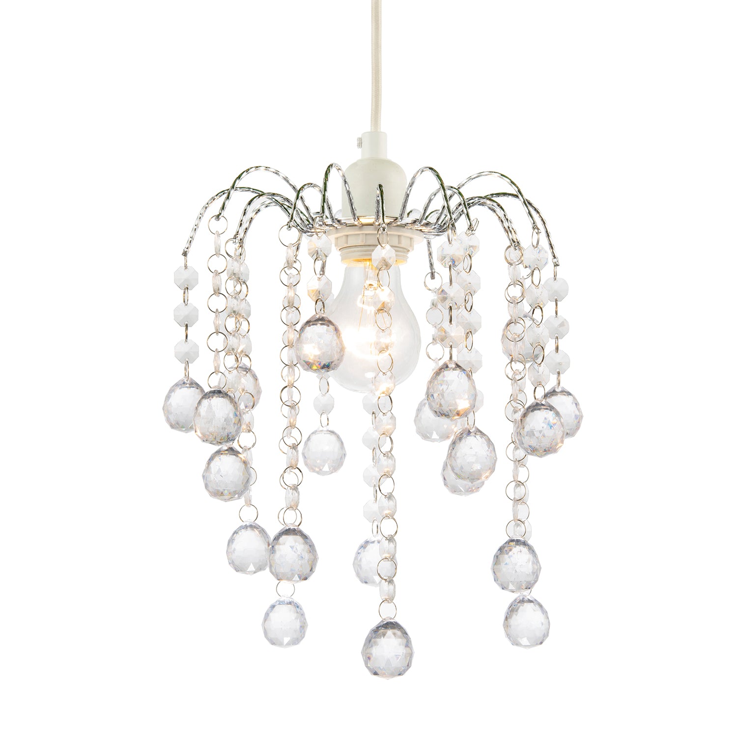 Chic Waterfall Pendant Light Shade with Clear Acrylic Balls and Beads Image 2