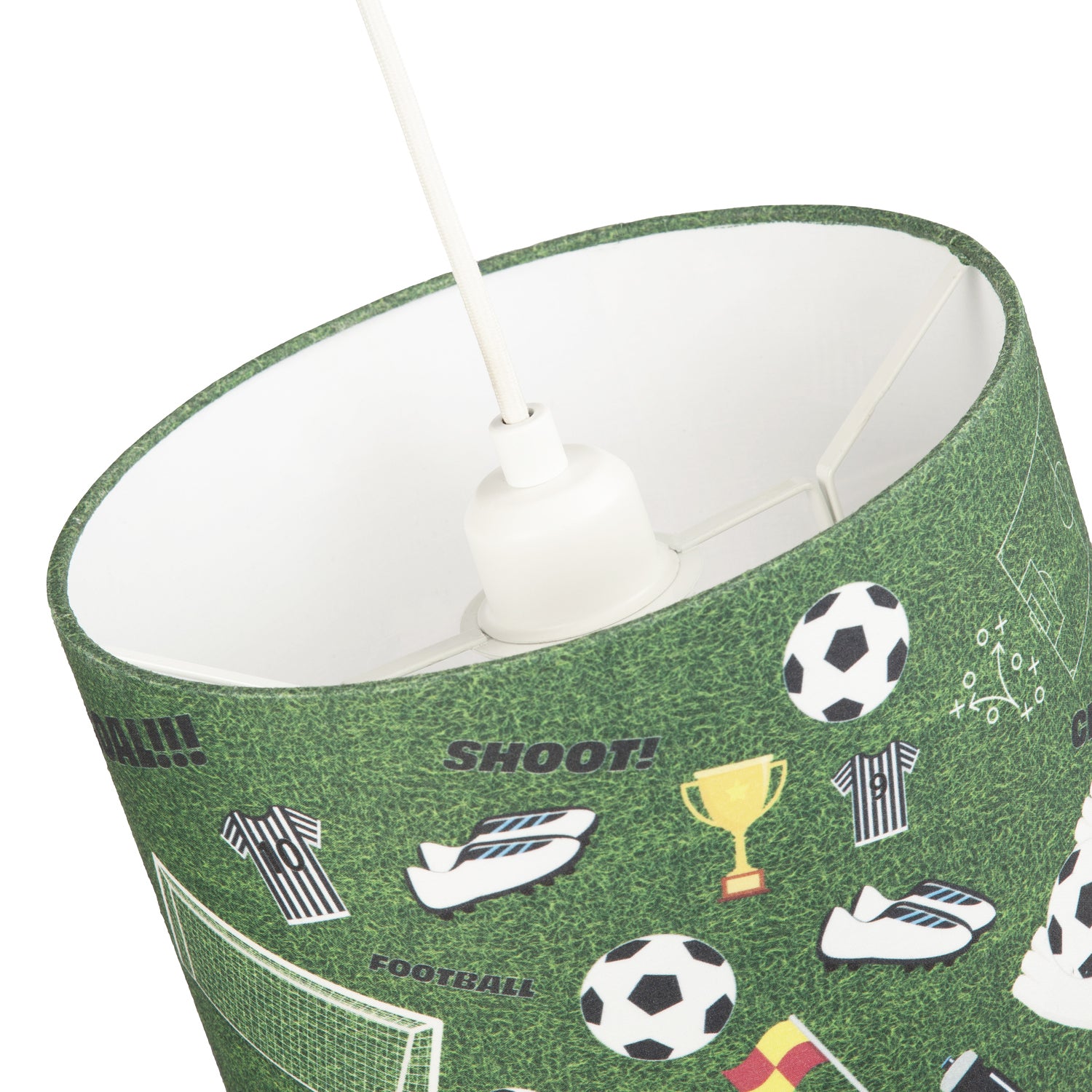 Black and White Themed Football Cotton Fabric Lamp Shade with Grass Background Image 5