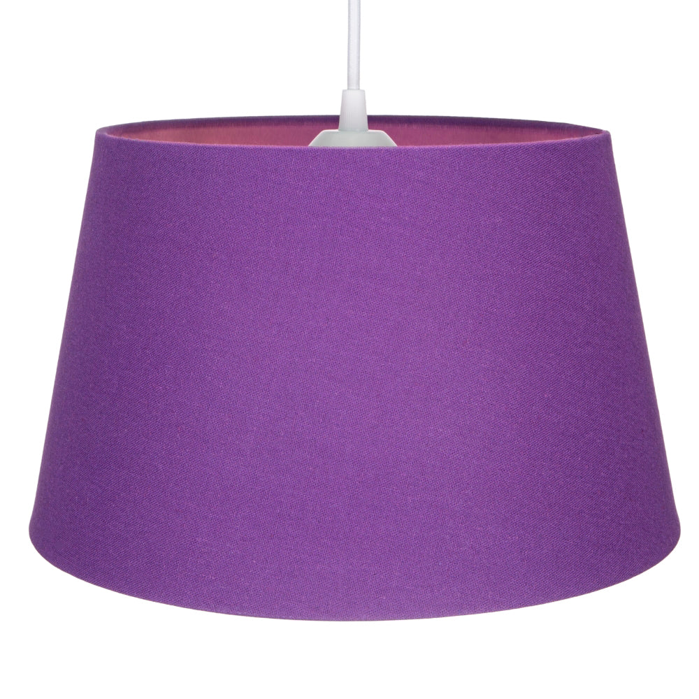 Traditional 30cm Purple Linen Fabric Drum Table/Pendant Shade 60w Maximum Image 2