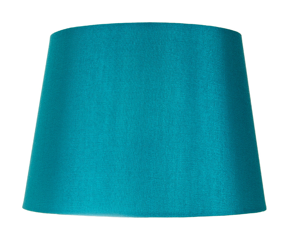 Traditionally Designed Medium 12" Drum Lamp Shade in Sleek Teal Faux Silk Fabric Image 1